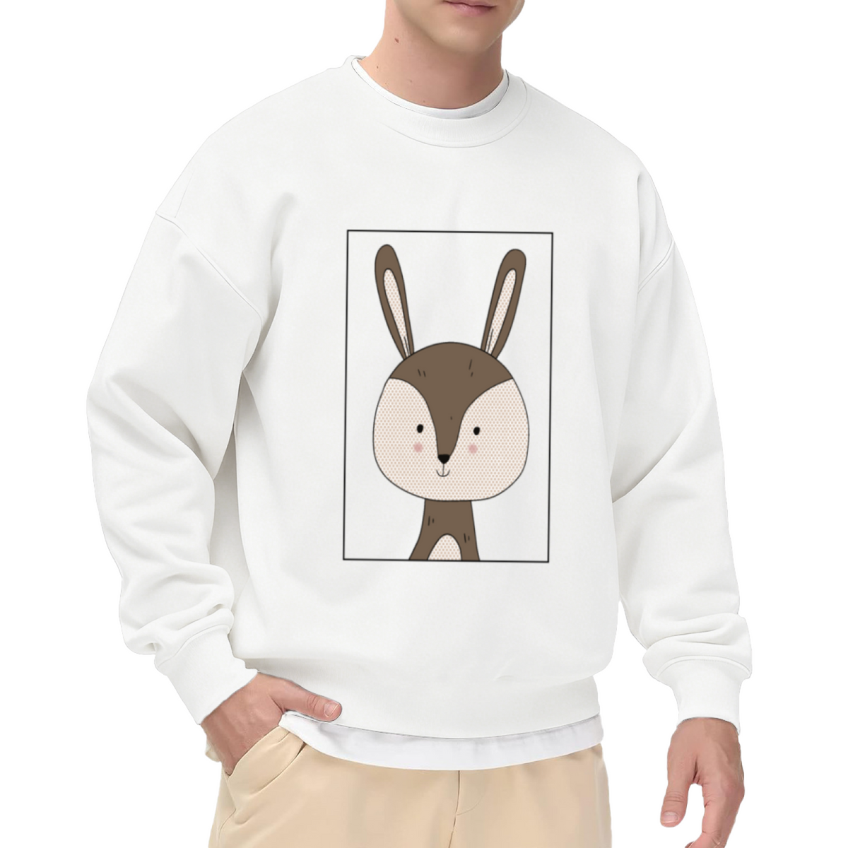 Cartoon Rabbit Graphic - Crewneck Sweatshirt | Rabbit Lover, Rabbit Gift, Animal Design Gift