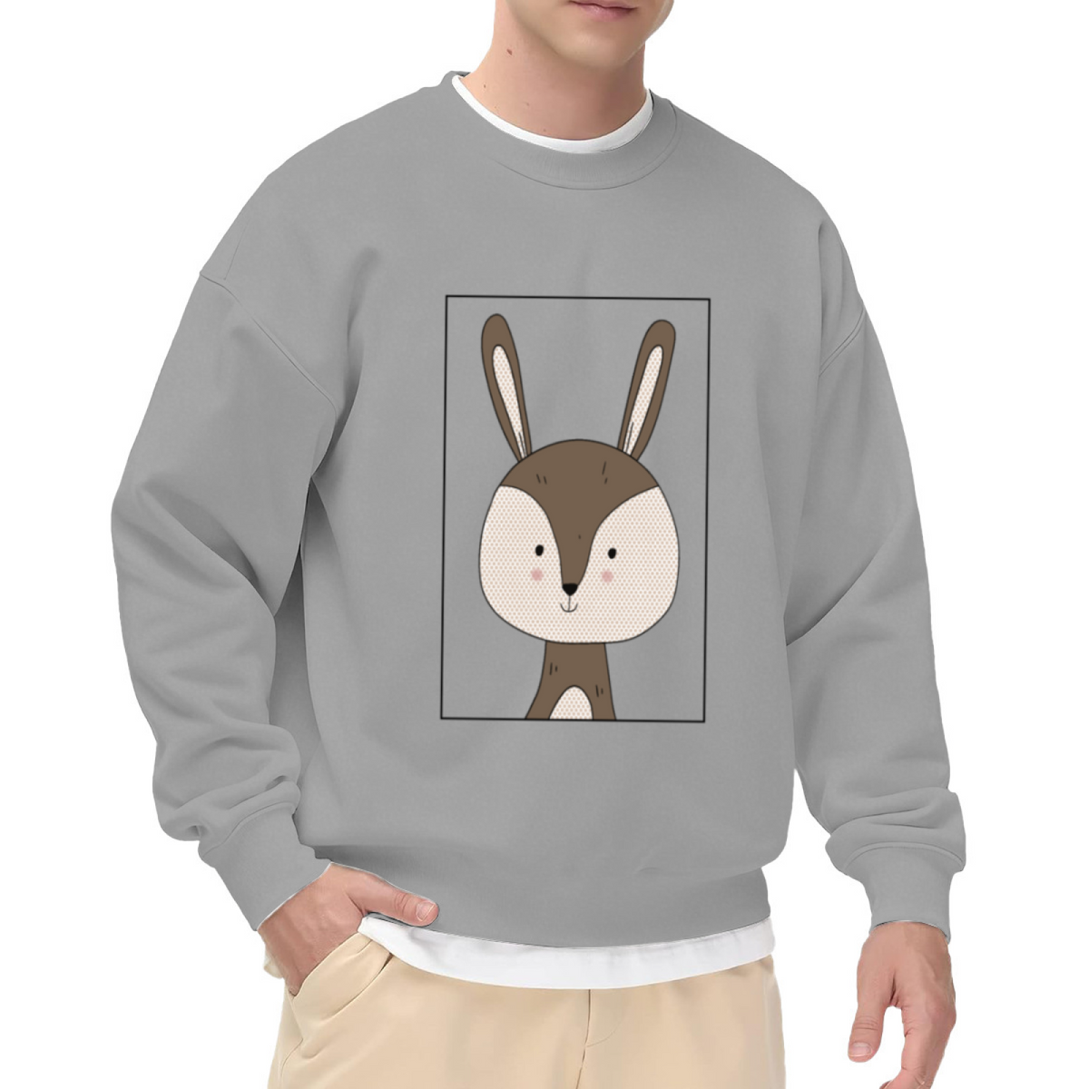 Cartoon Rabbit Graphic - Crewneck Sweatshirt | Rabbit Lover, Rabbit Gift, Animal Design Gift