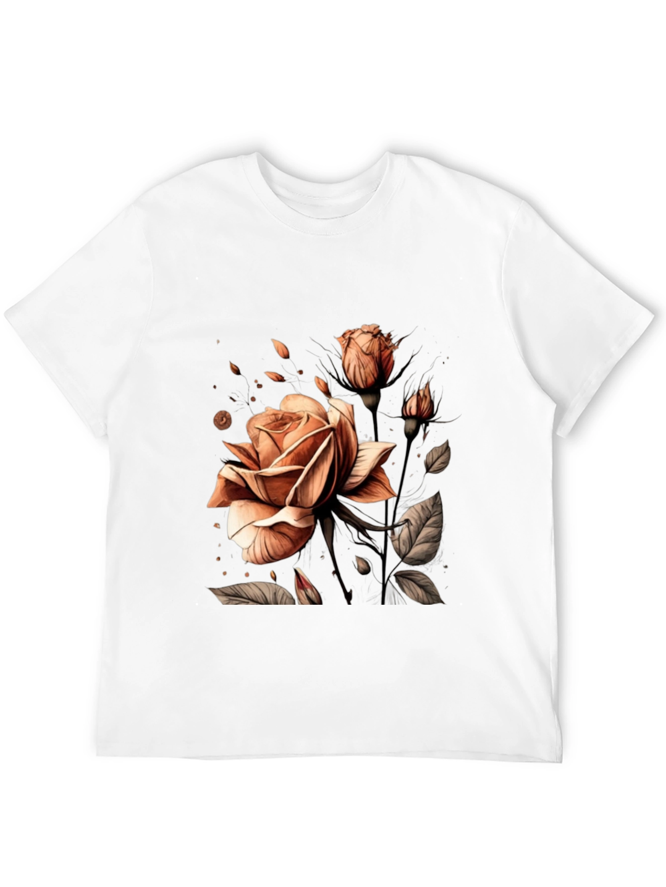 Elegant Rose Graphic Black T-Shirt