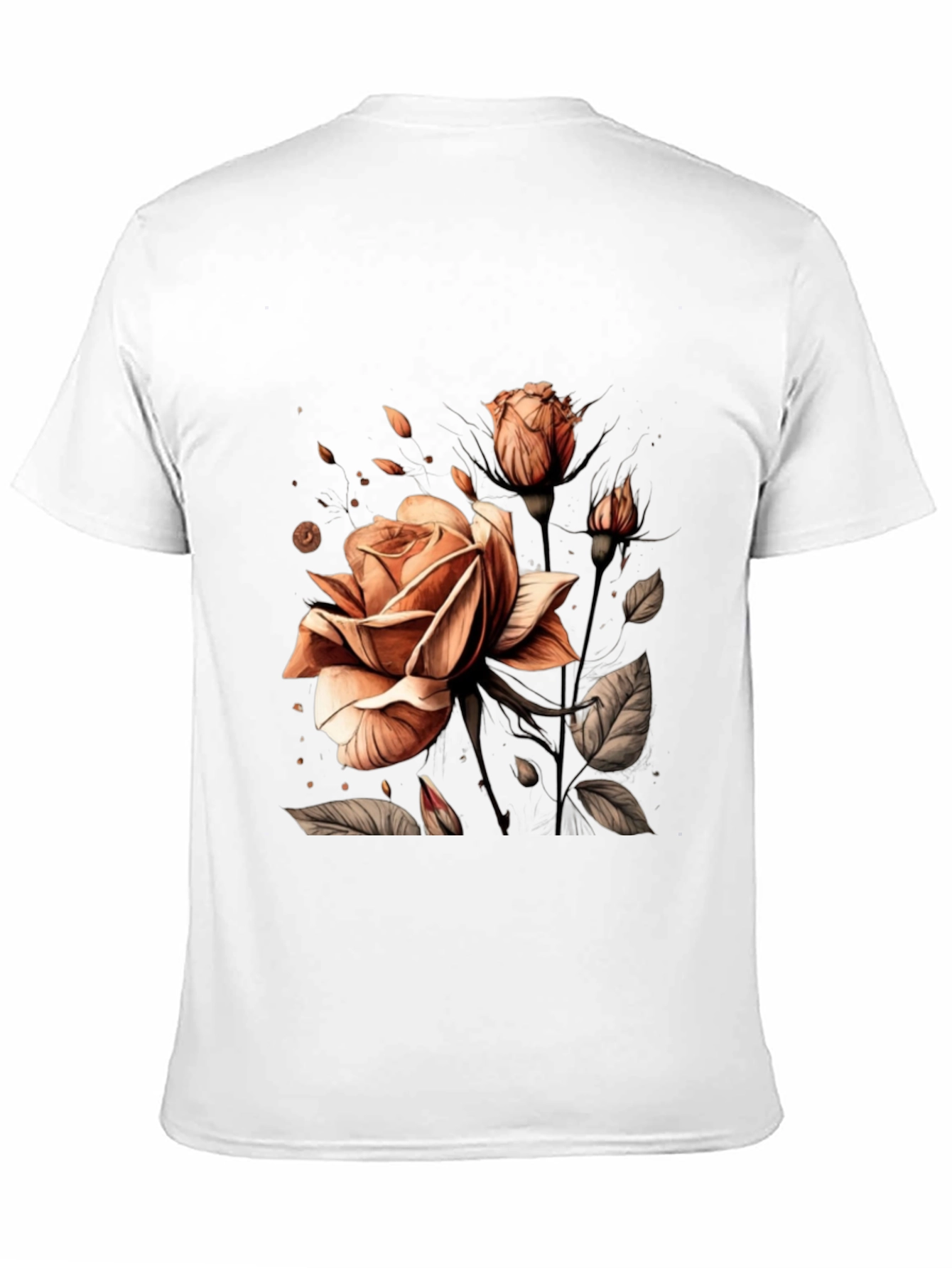 Elegant Rose Graphic Black T-Shirt