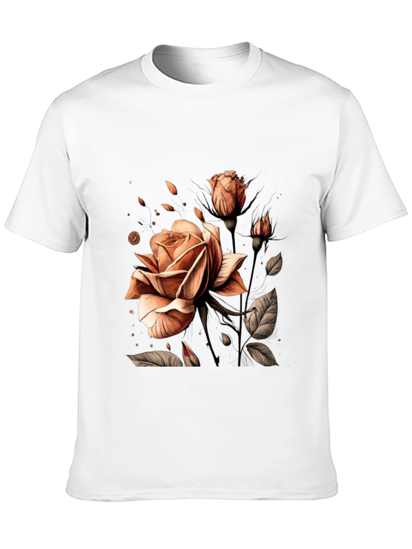 Elegant Rose Graphic Black T-Shirt