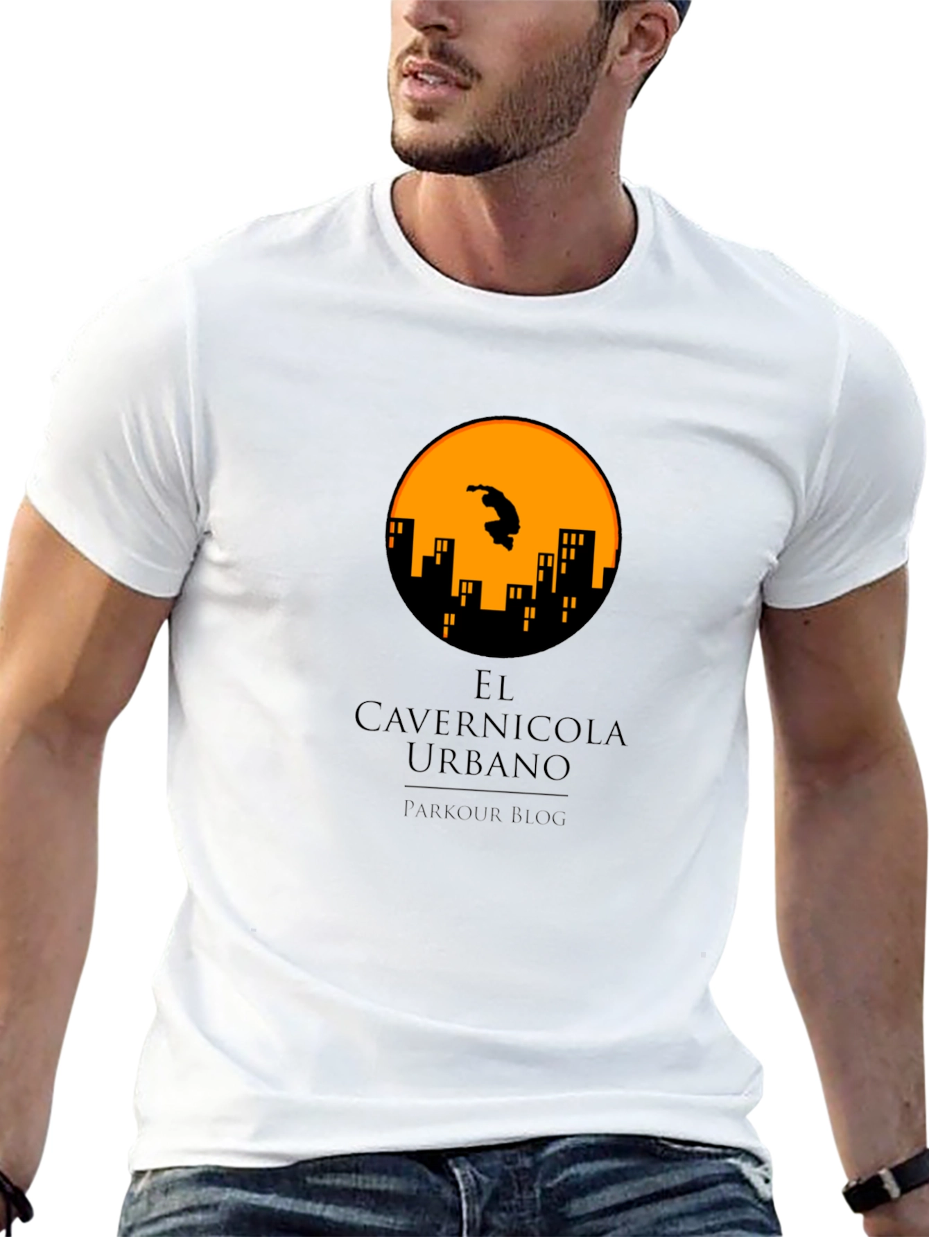 Parkour City Silhouette Graphic T-Shirt - Black