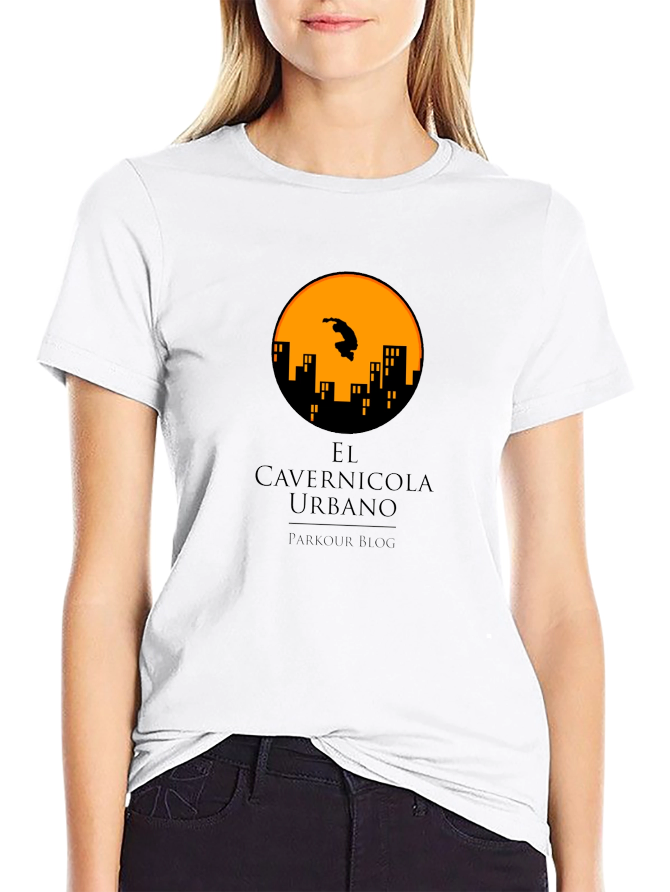 Parkour City Silhouette Graphic T-Shirt - Black