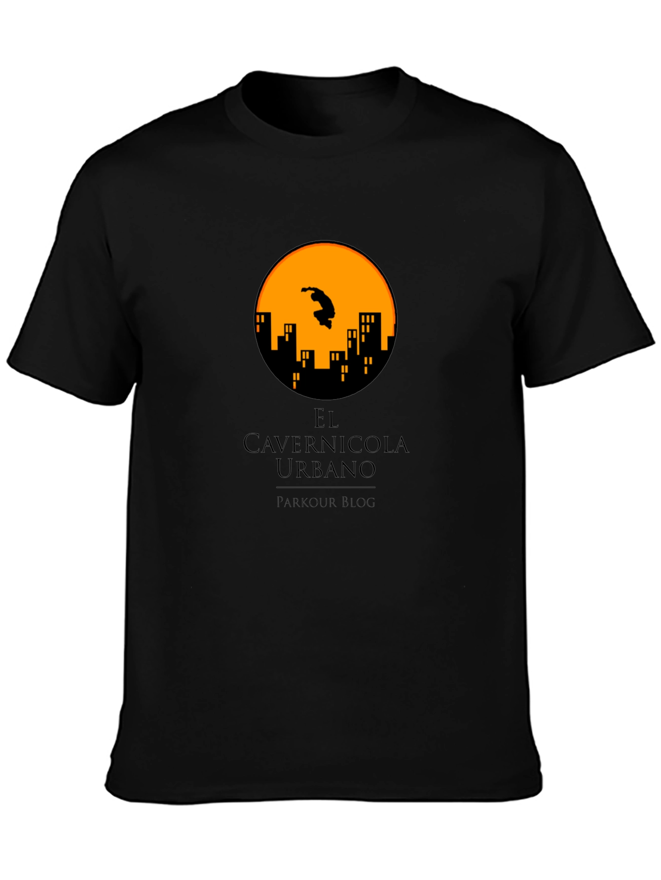 Parkour City Silhouette Graphic T-Shirt - Black