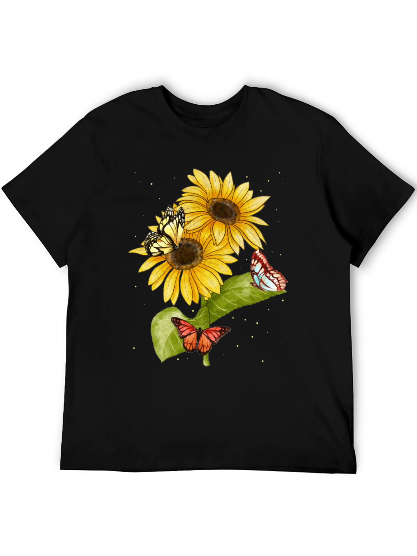 Sunflower and Butterfly Graphic T-Shirt
