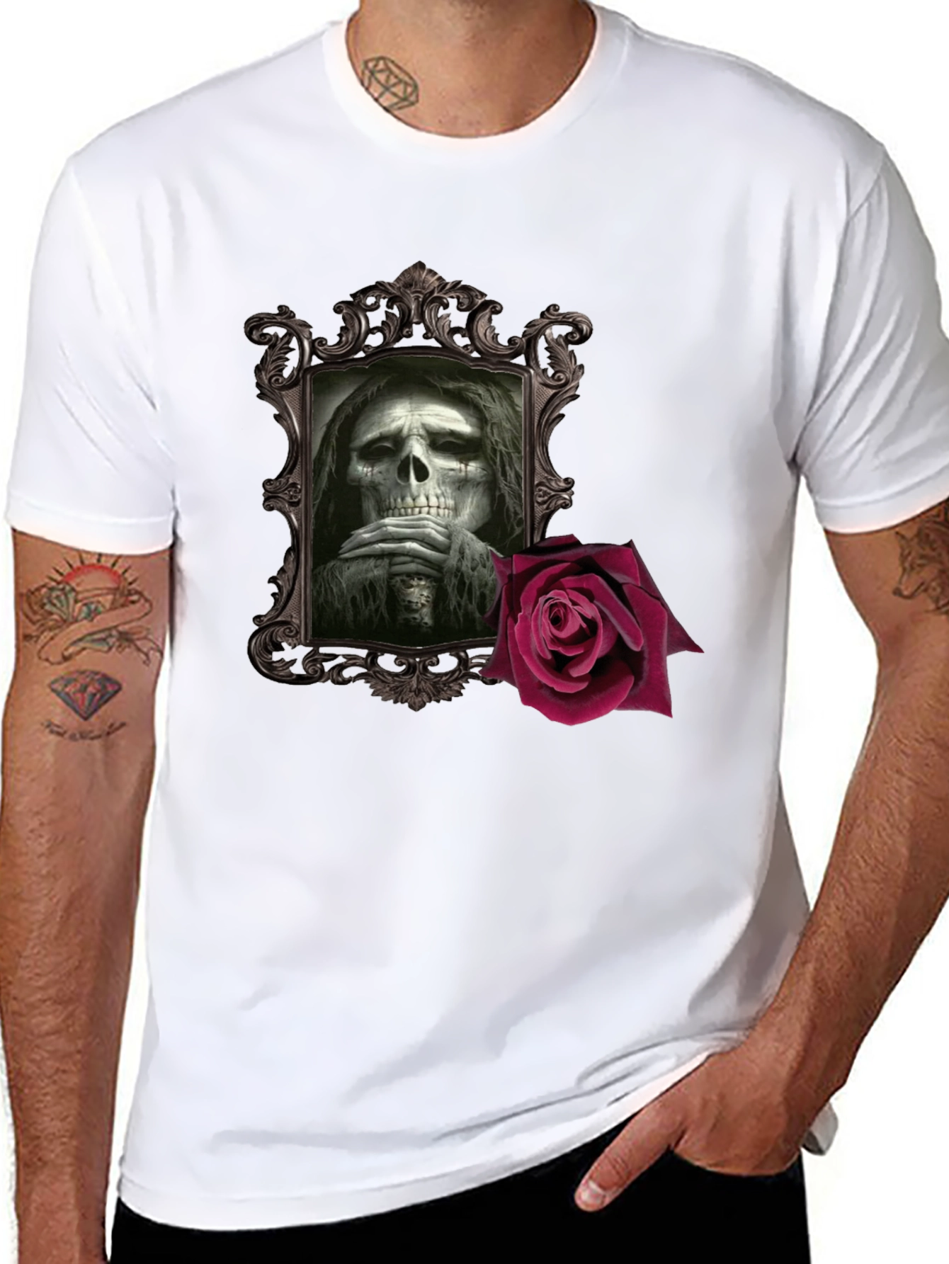 Grim Reaper Rose Graphic T-Shirt