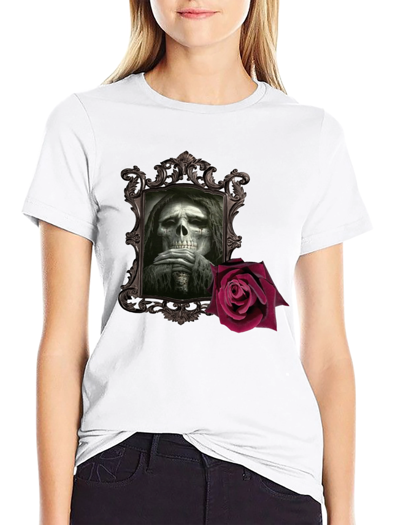 Grim Reaper Rose Graphic T-Shirt