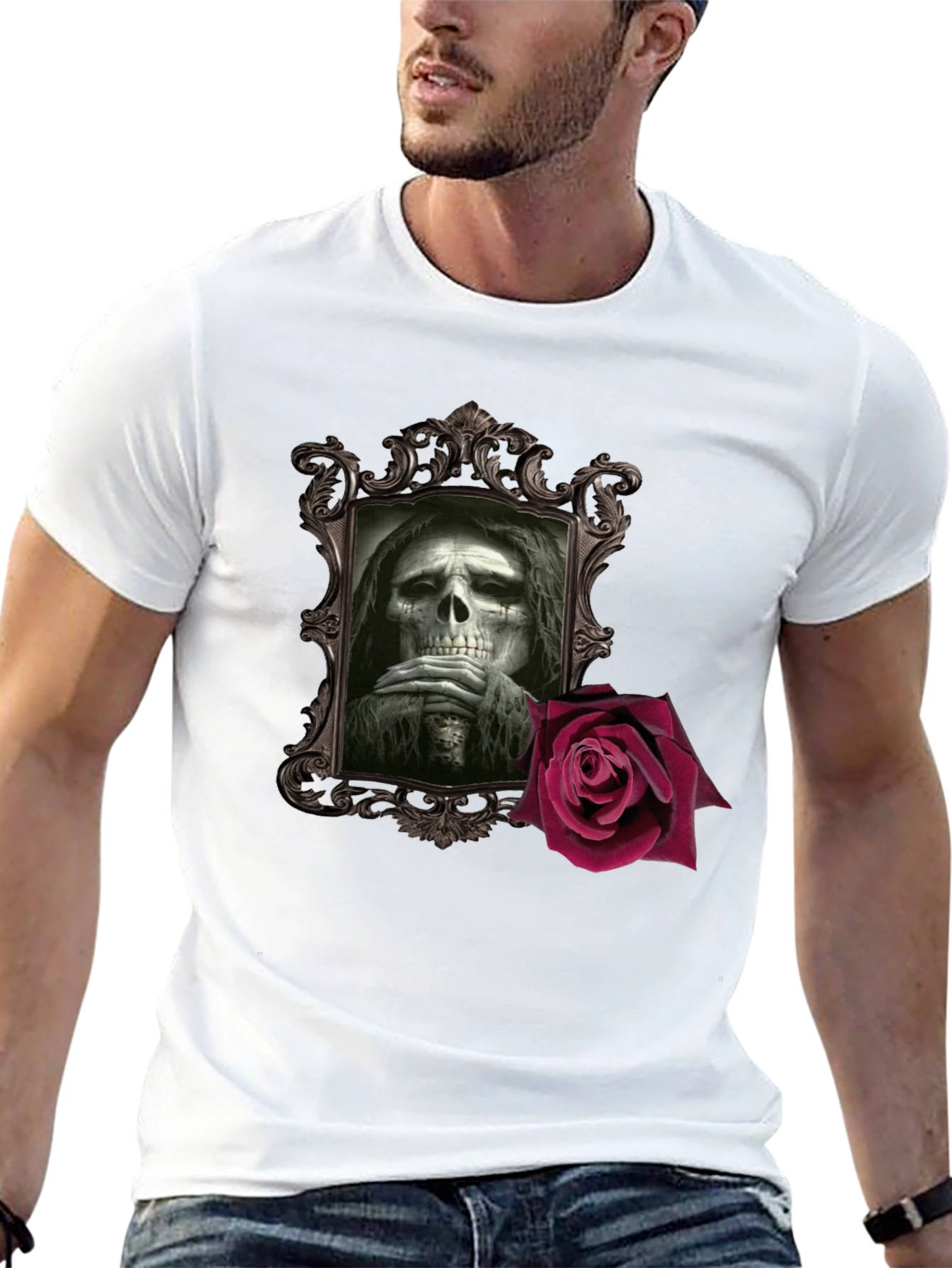 Grim Reaper Rose Graphic T-Shirt
