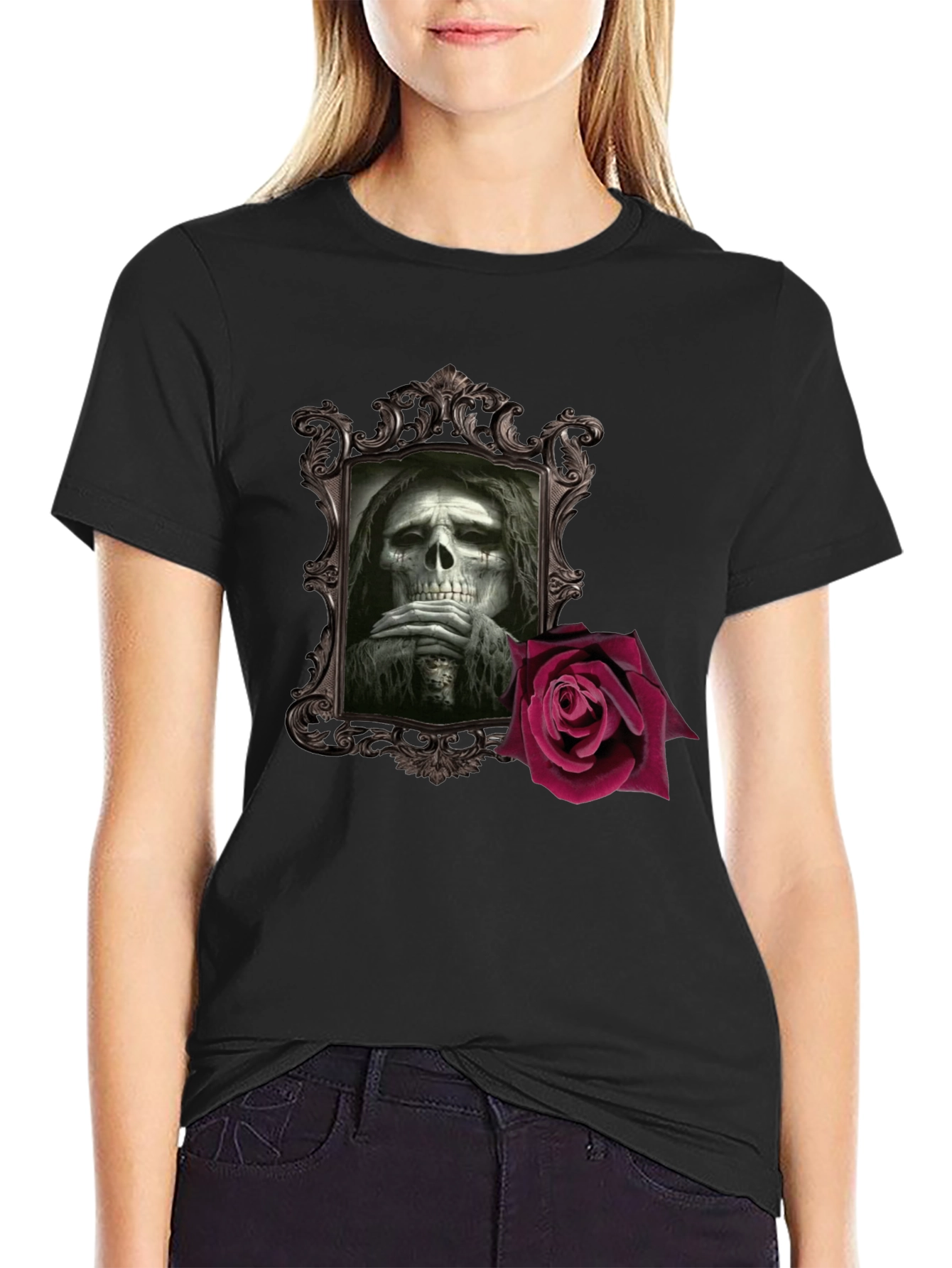Grim Reaper Rose Graphic T-Shirt