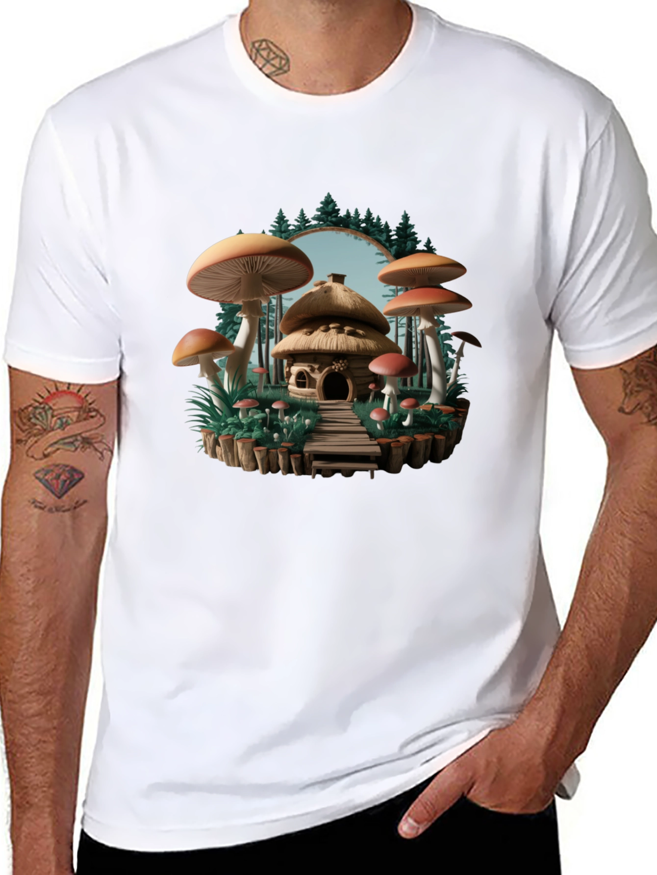 Mushroom House Graphic T-Shirt