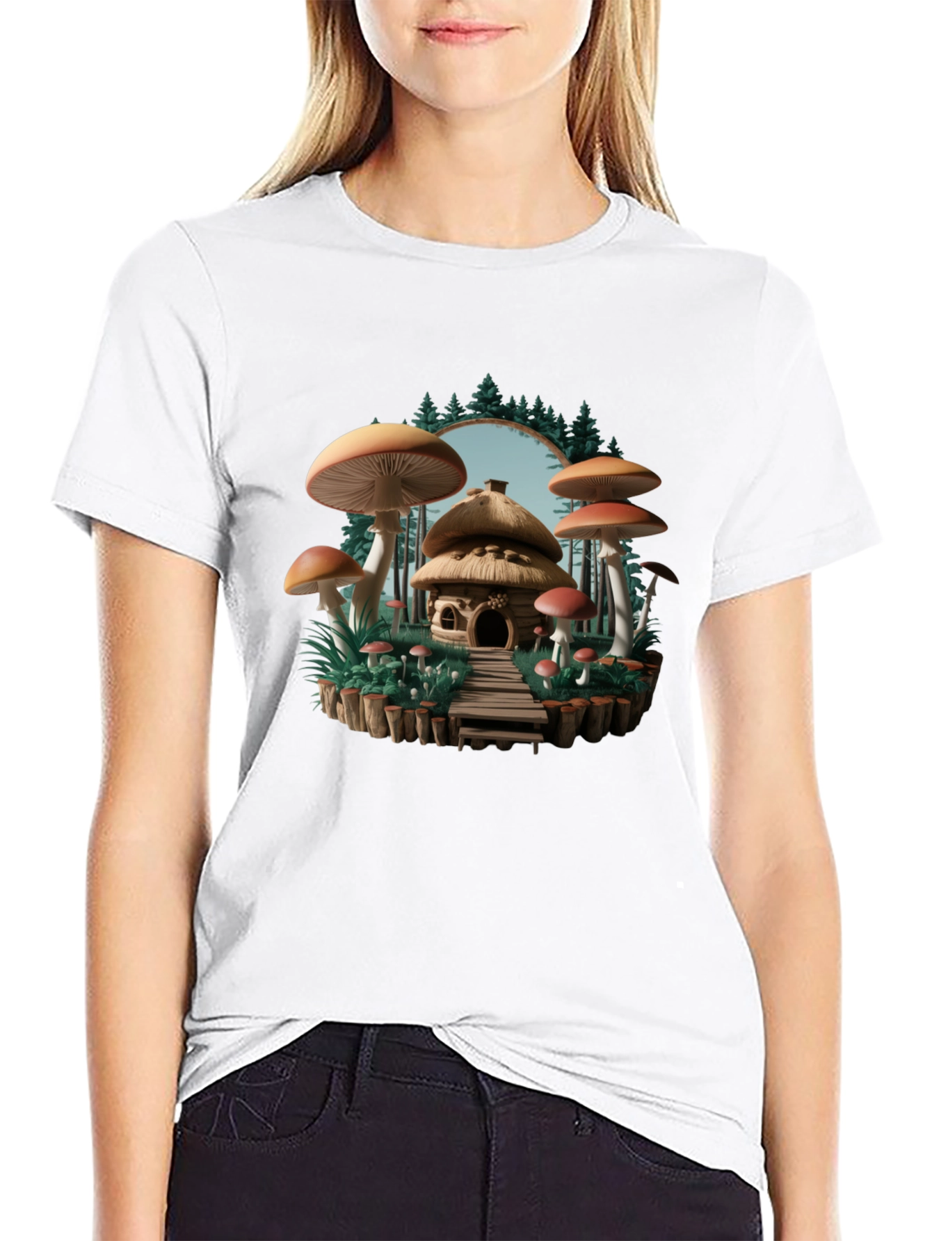 Mushroom House Graphic T-Shirt