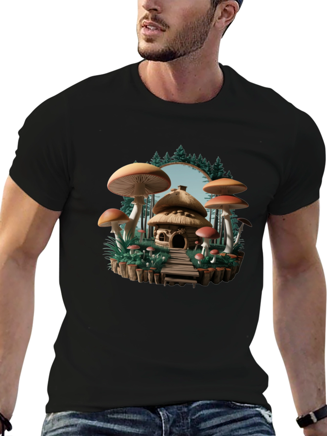 Mushroom House Graphic T-Shirt