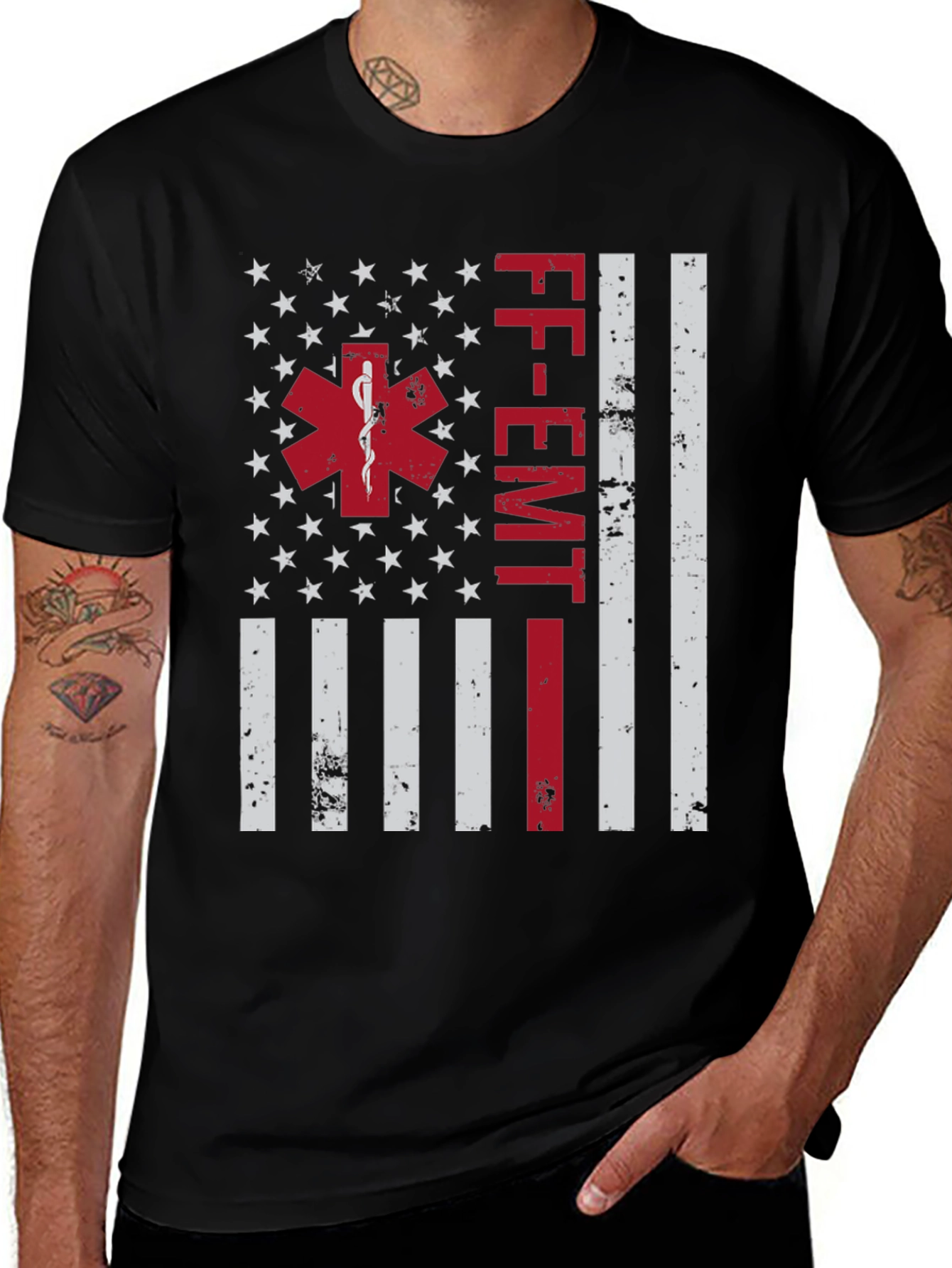 FF-EMT American Flag Graphic T-Shirt