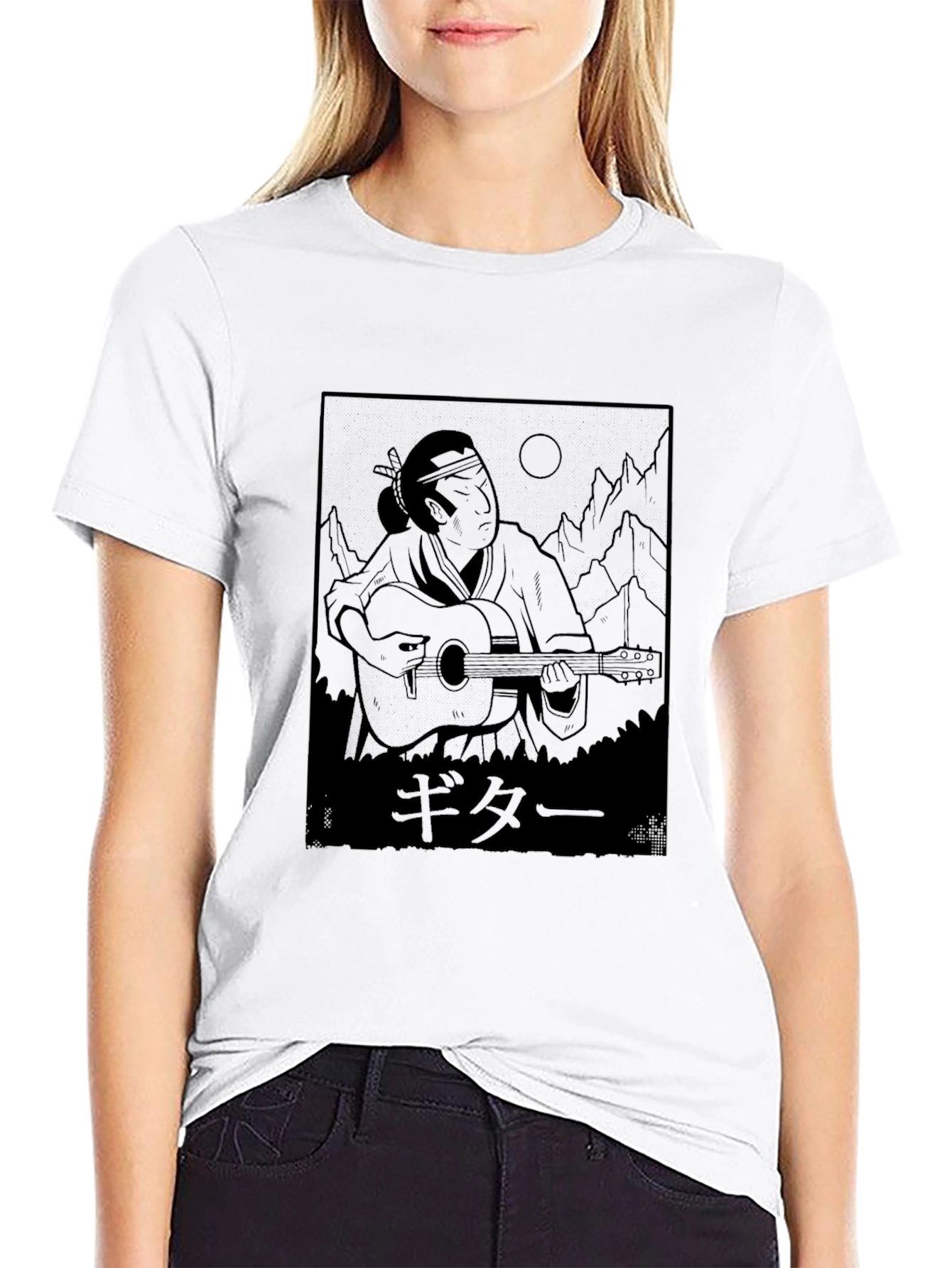 Japanese Guitar Player Black T-Shirt