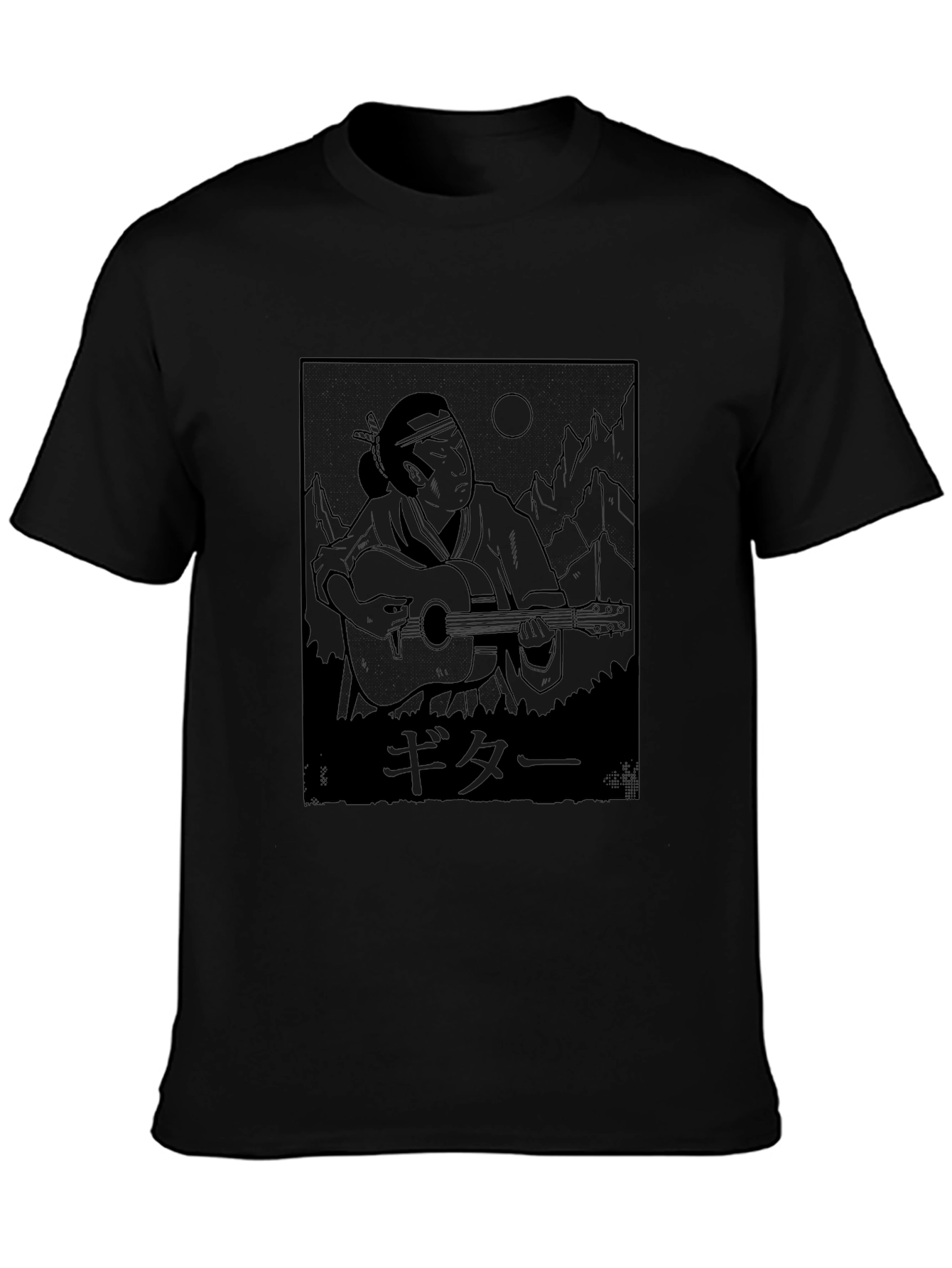 Japanese Guitar Player Black T-Shirt