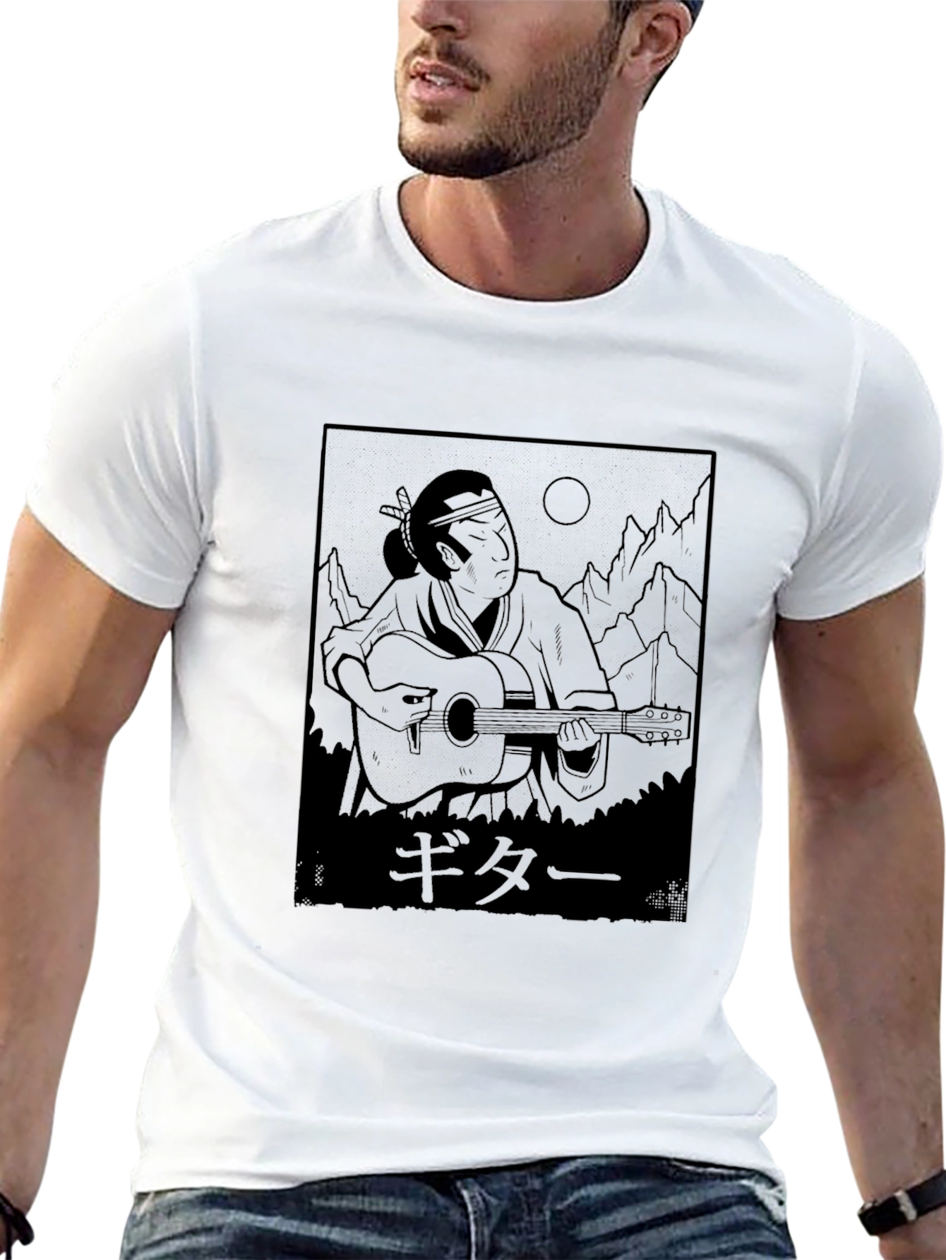 Japanese Guitar Player Black T-Shirt