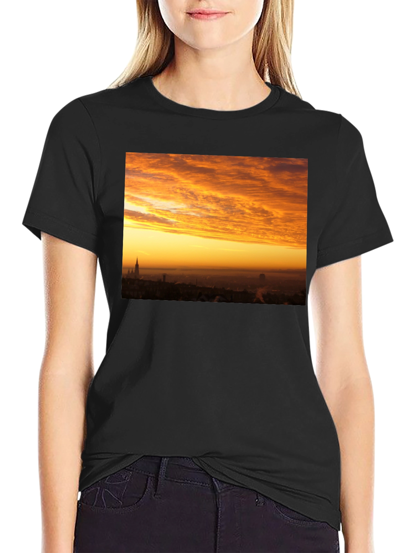 Sunset Cityscape Graphic T-Shirt
