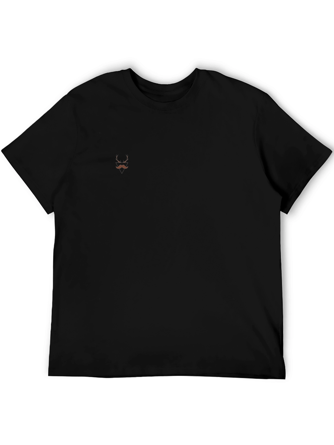 Black Crew Neck T-Shirt with Mustache Detail