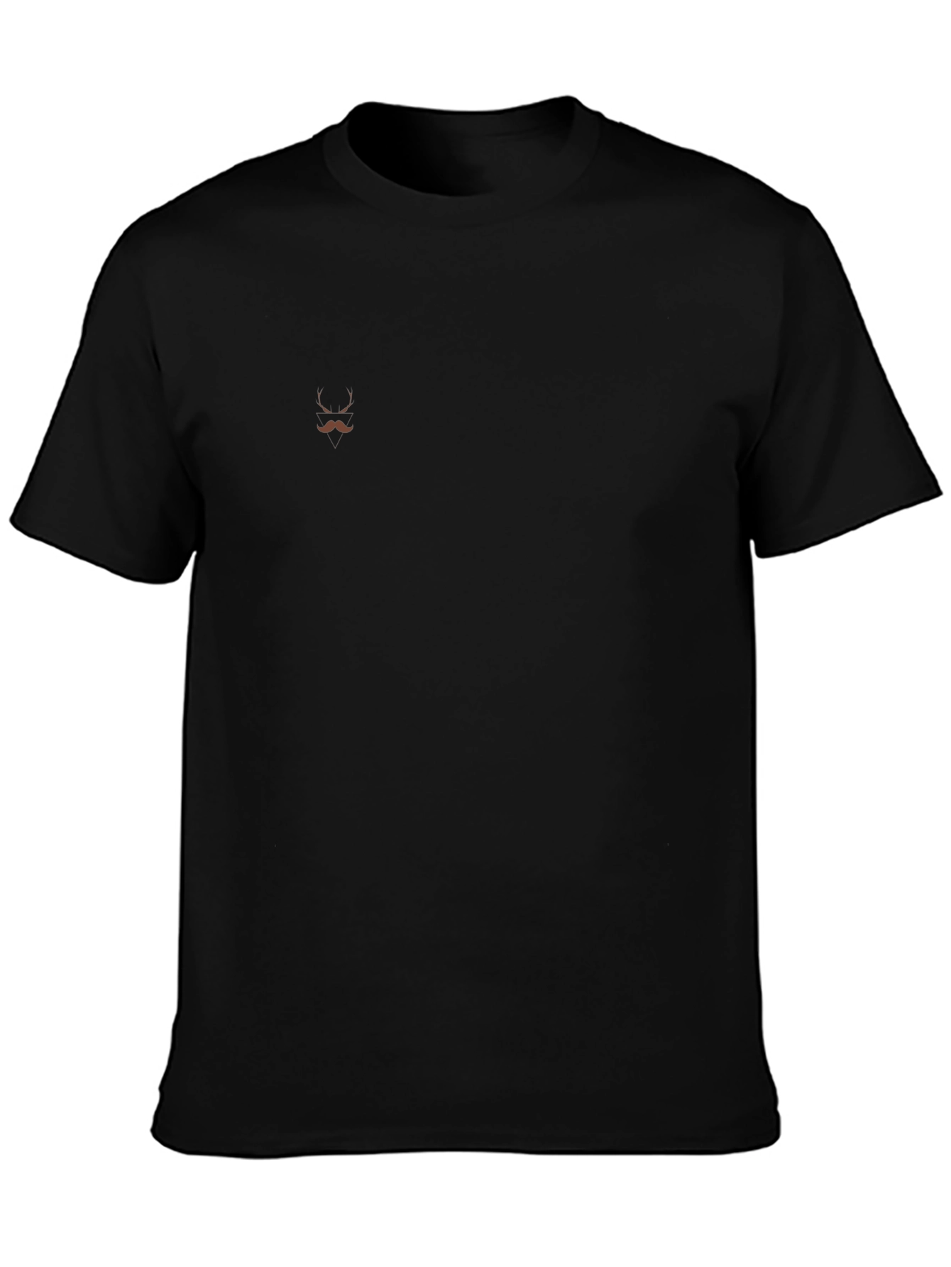 Black Crew Neck T-Shirt with Mustache Detail