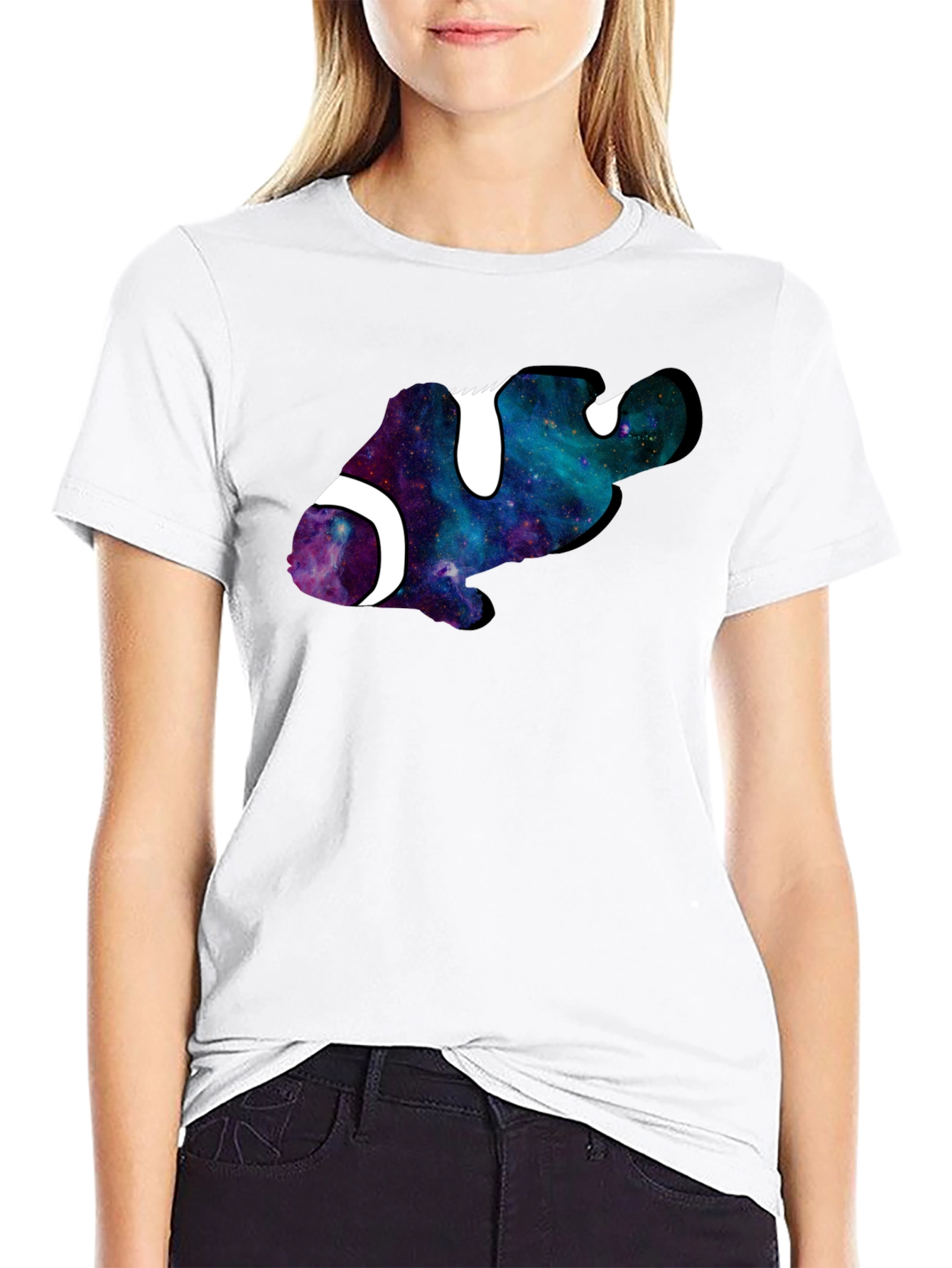 Galaxy Clownfish Graphic Black T-Shirt