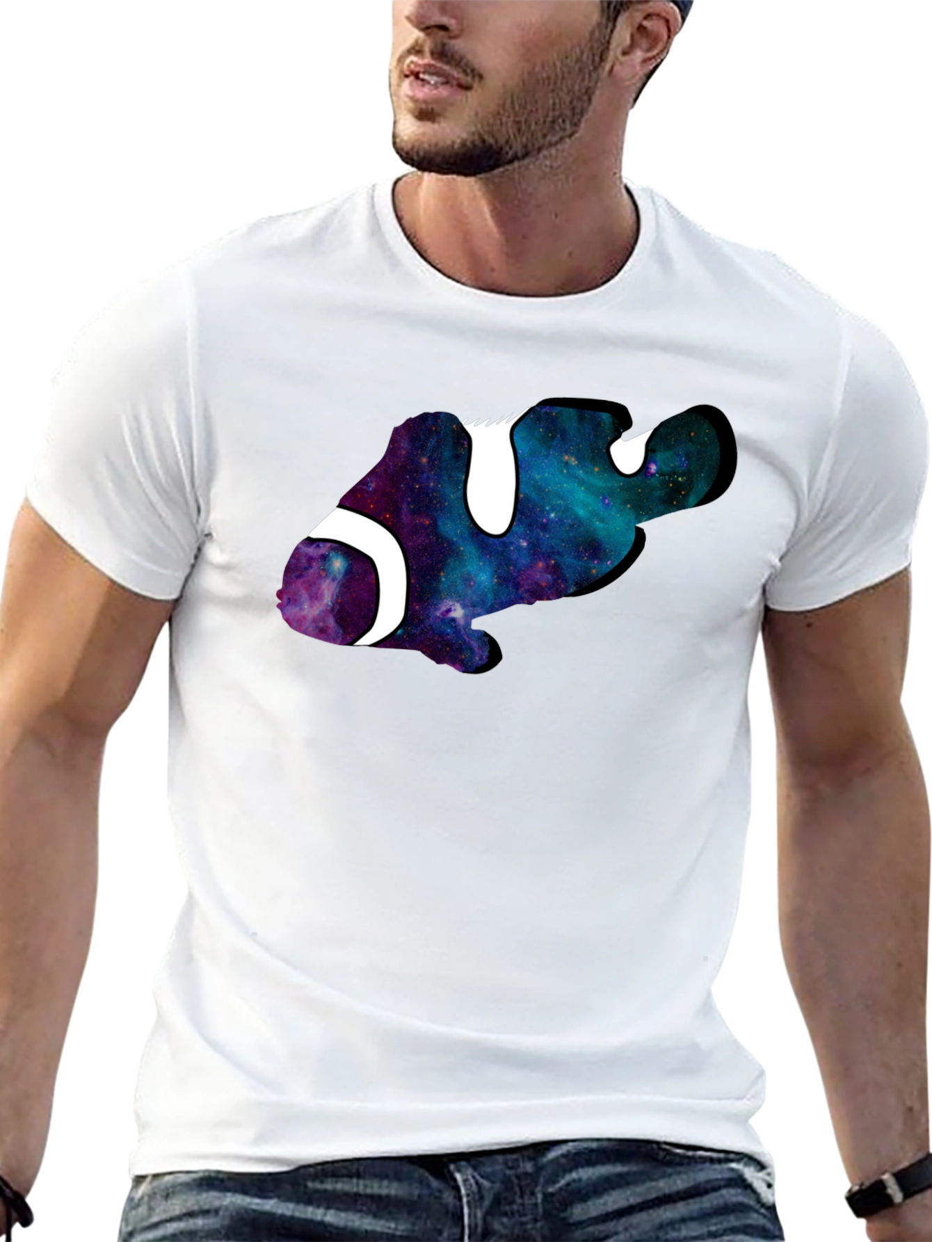 Galaxy Clownfish Graphic Black T-Shirt
