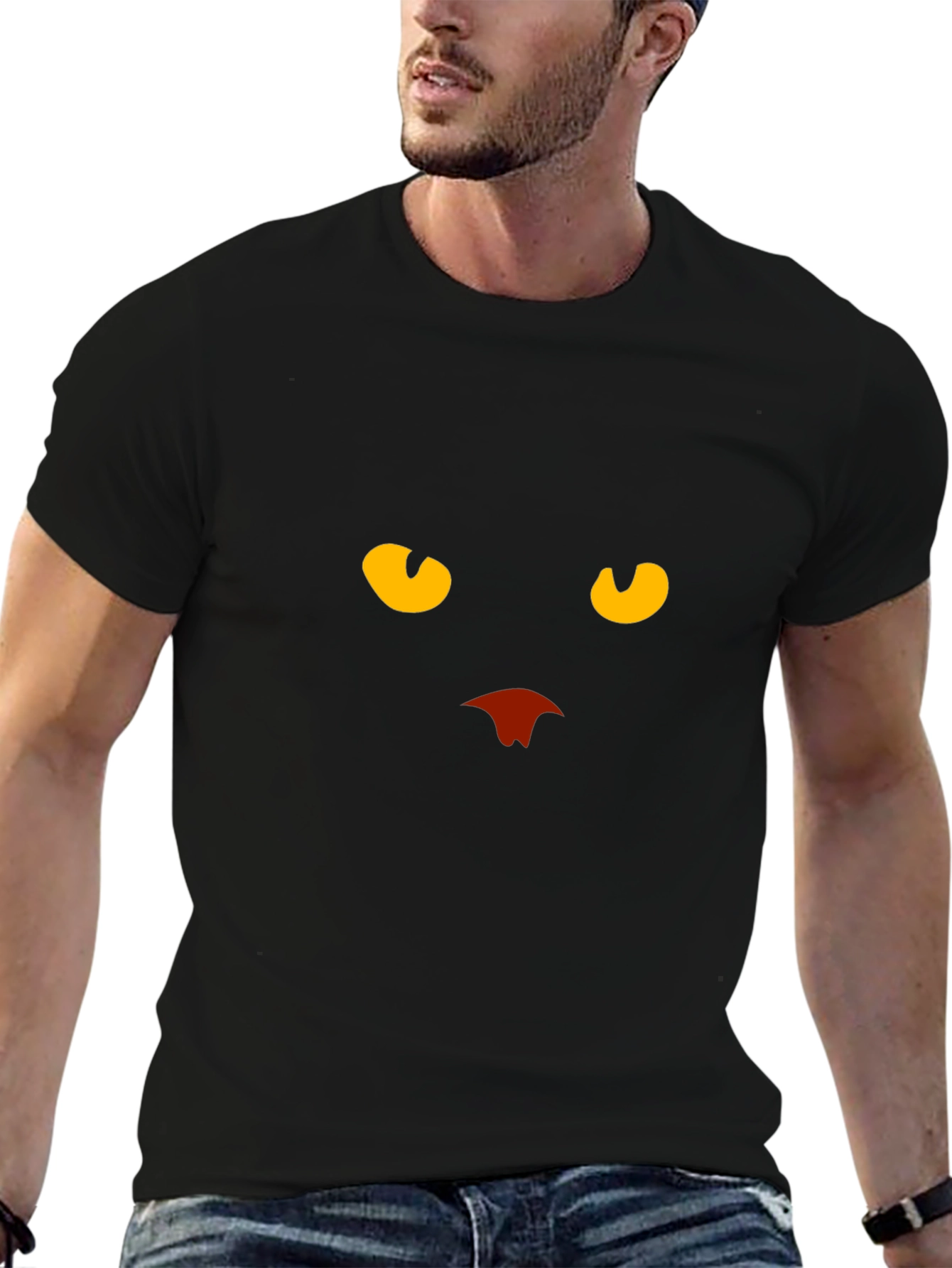 Black Cat Face Graphic Tee - Stylish Unisex T-Shirt