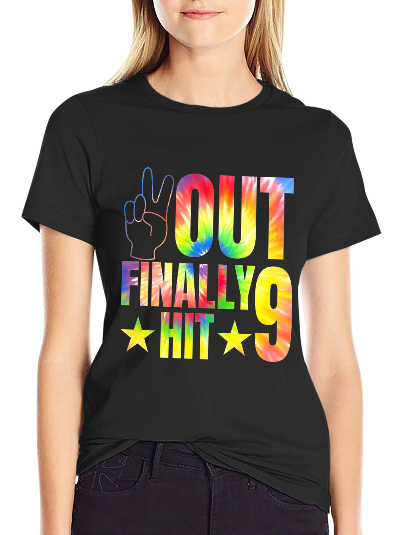 Peace Out Finally Hit 9 Tie Dye T-Shirt