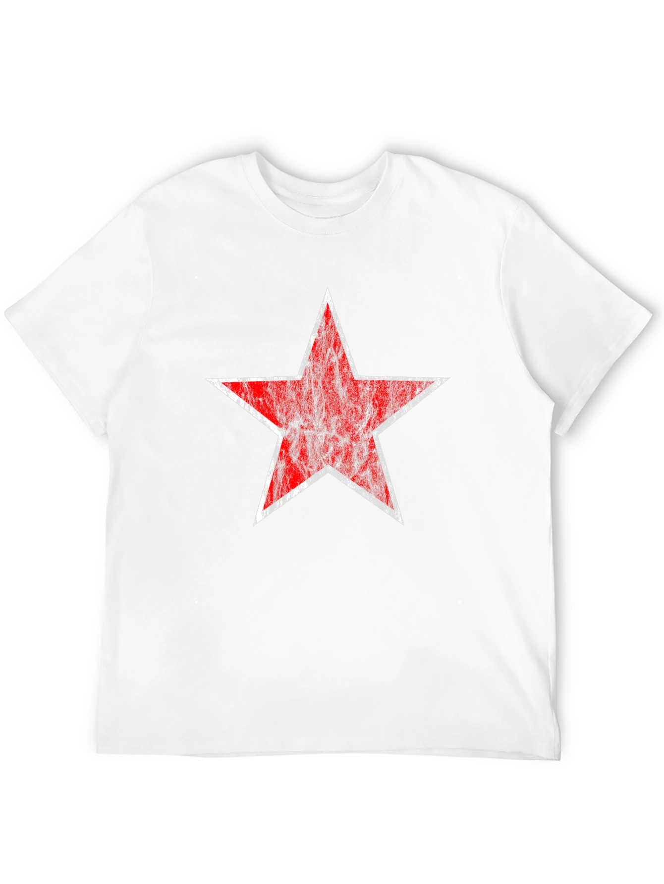 Distressed Red Star Graphic Black T-Shirt
