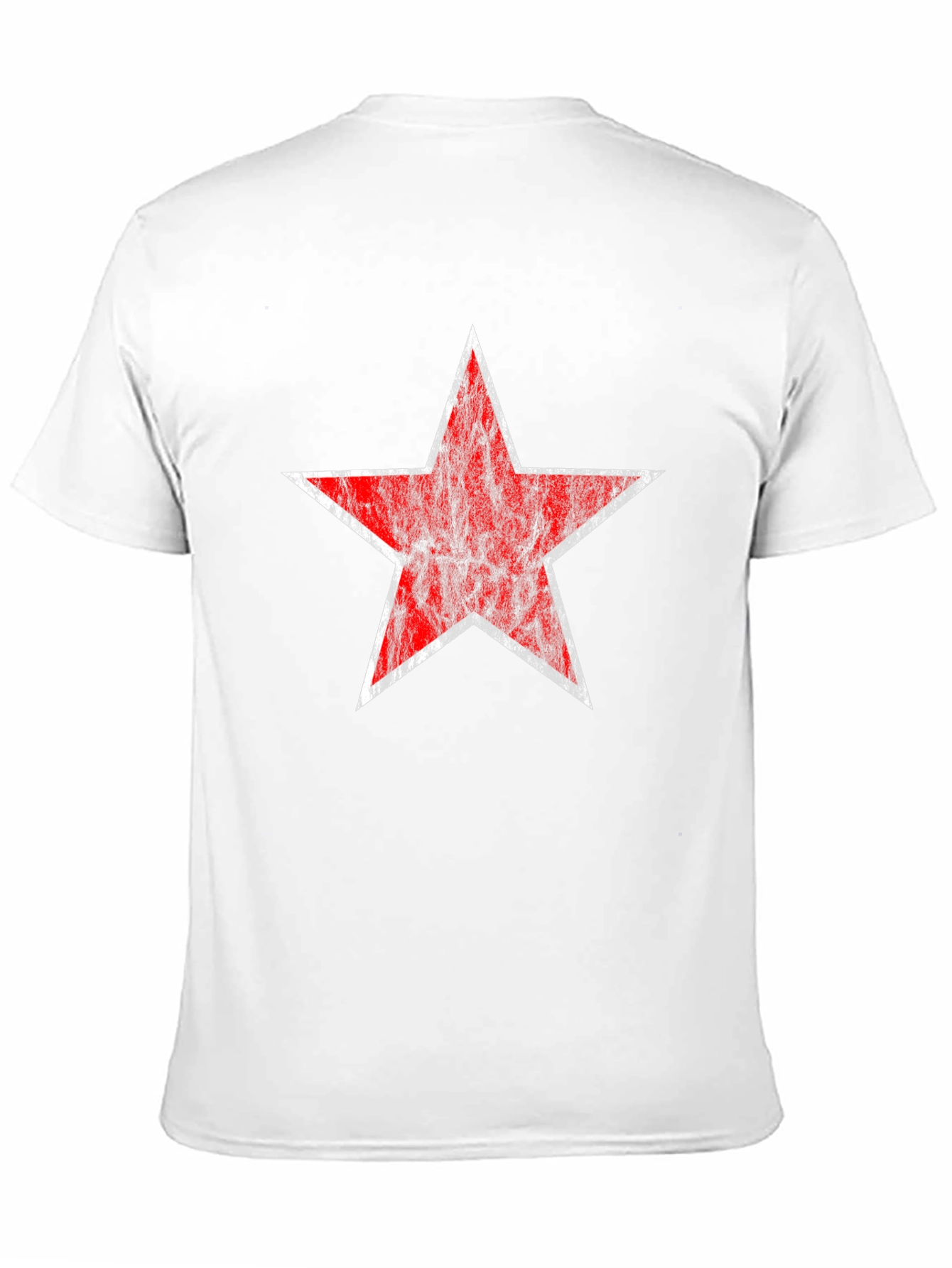 Distressed Red Star Graphic Black T-Shirt