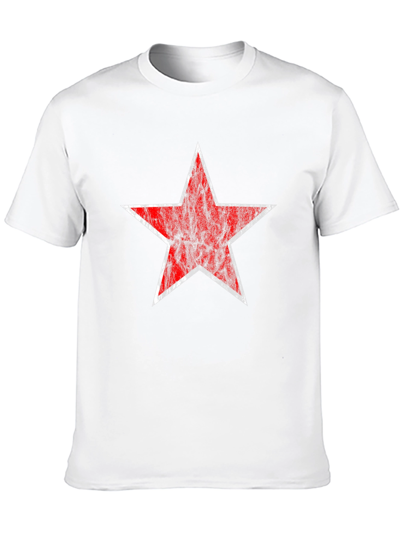 Distressed Red Star Graphic Black T-Shirt