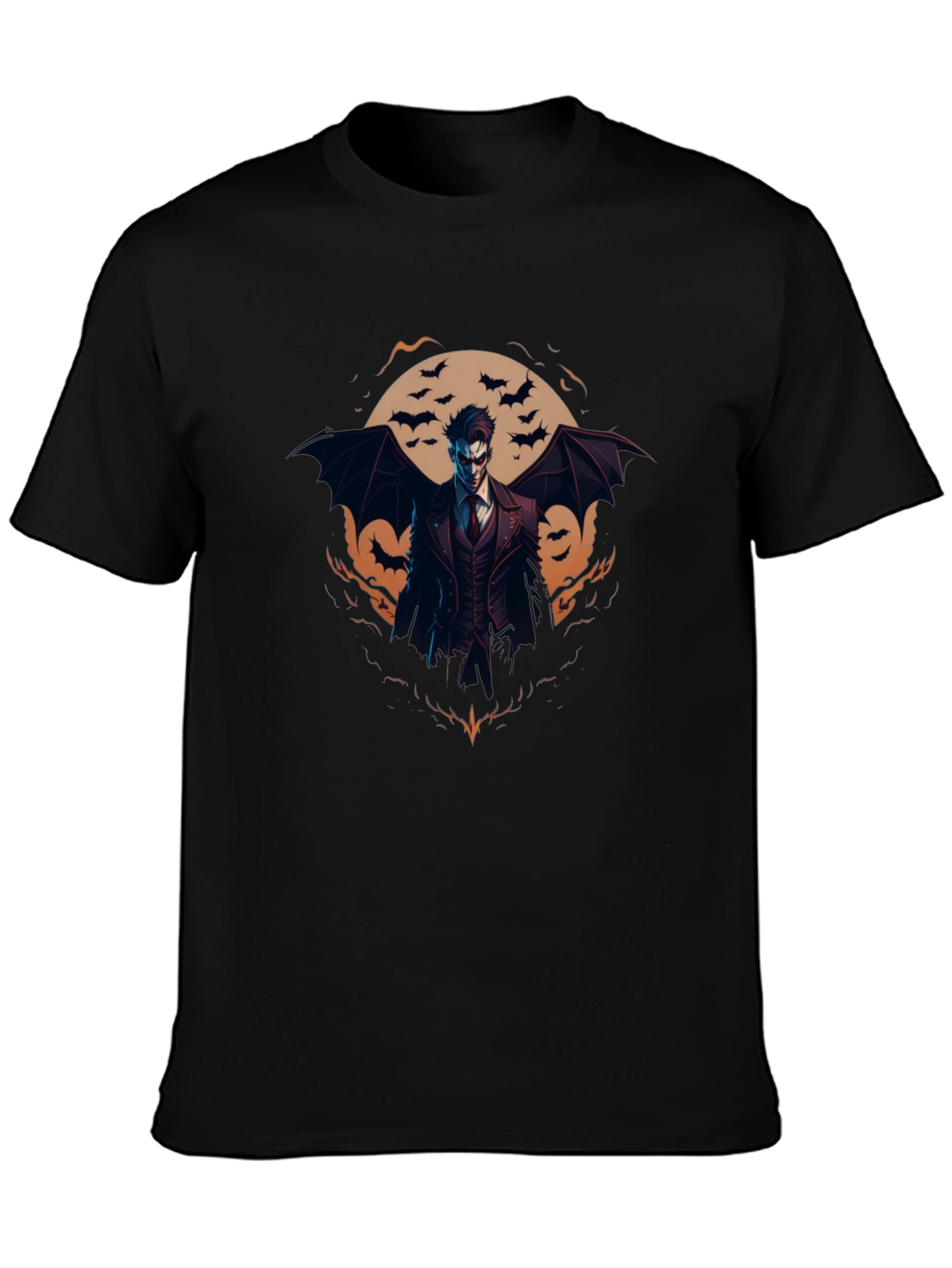 Gothic Vampire Bats Graphic Black Tee