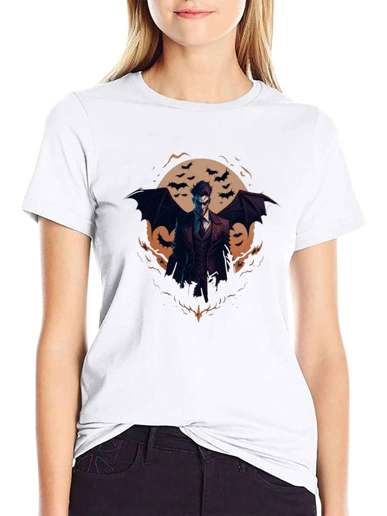 Gothic Vampire Bats Graphic Black Tee
