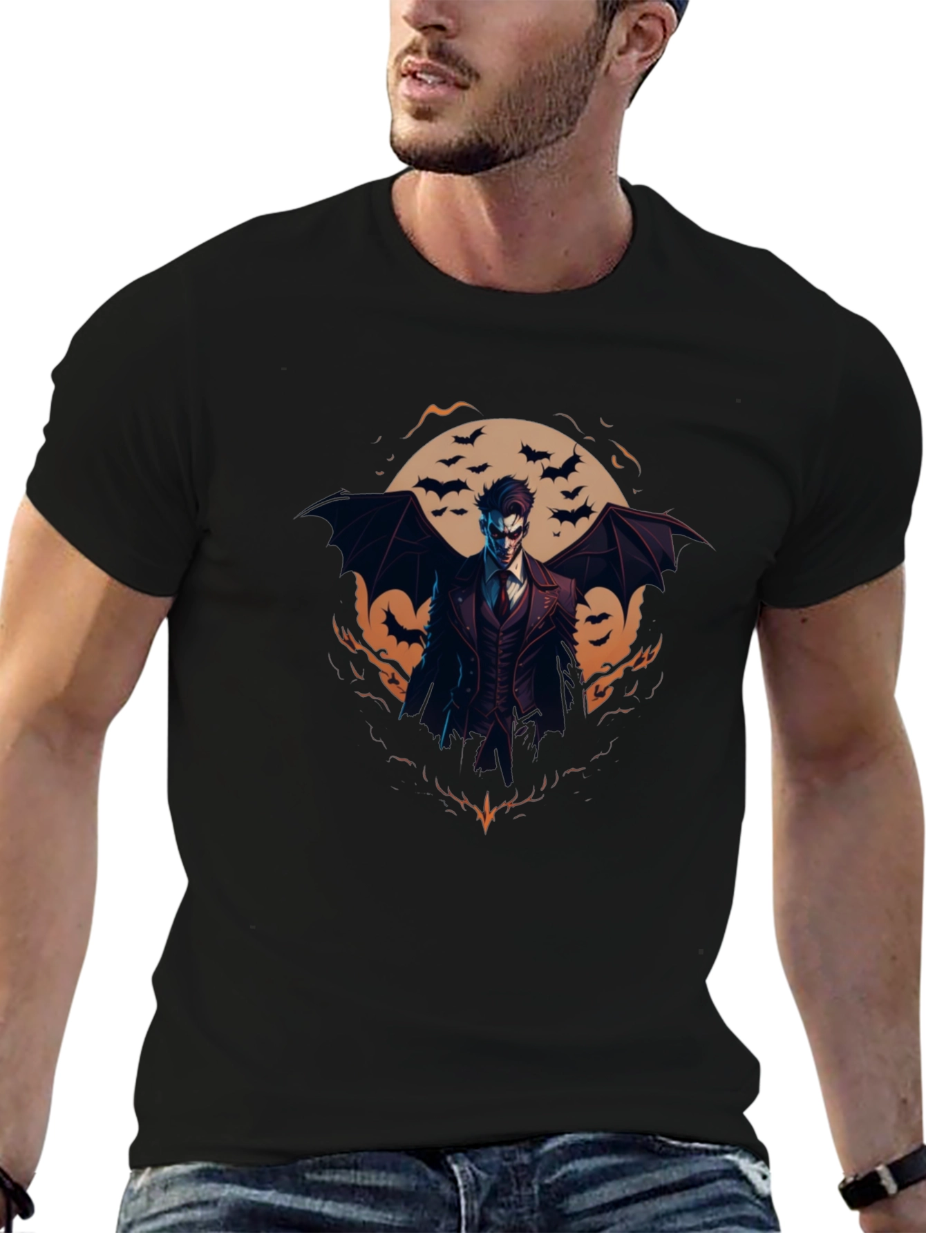 Gothic Vampire Bats Graphic Black Tee