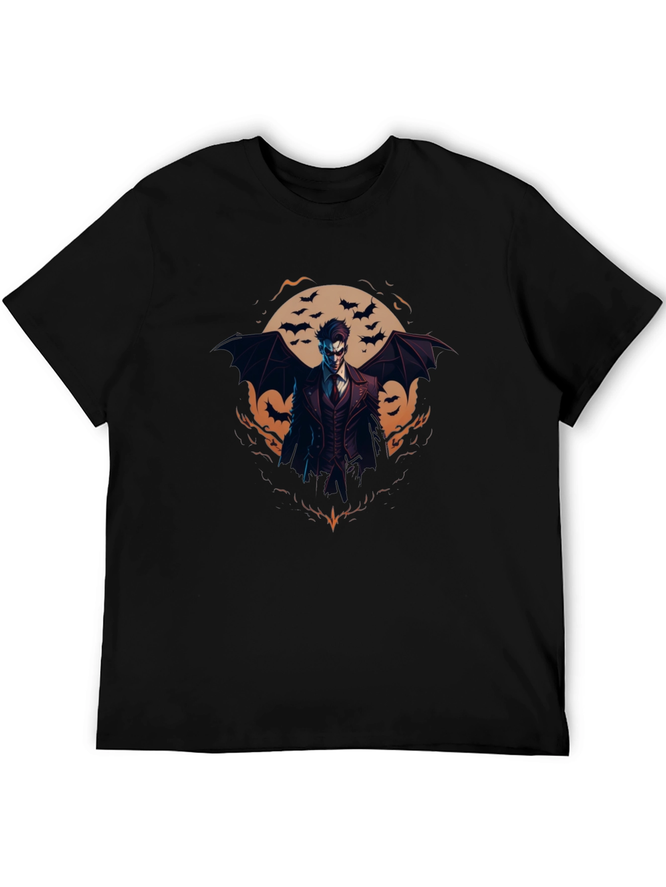 Gothic Vampire Bats Graphic Black Tee