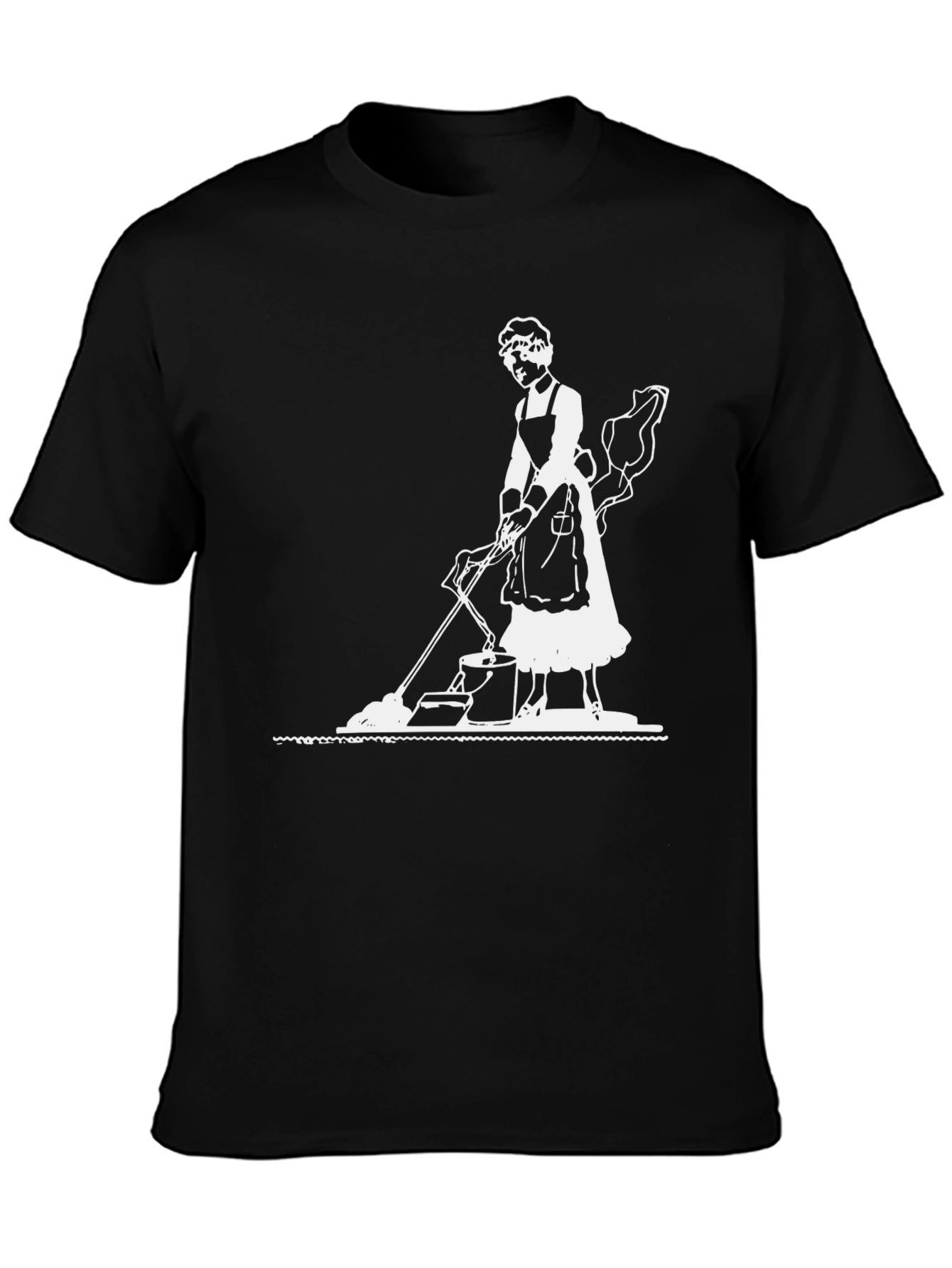 Maid Cleaning Black Graphic Tee Shirt