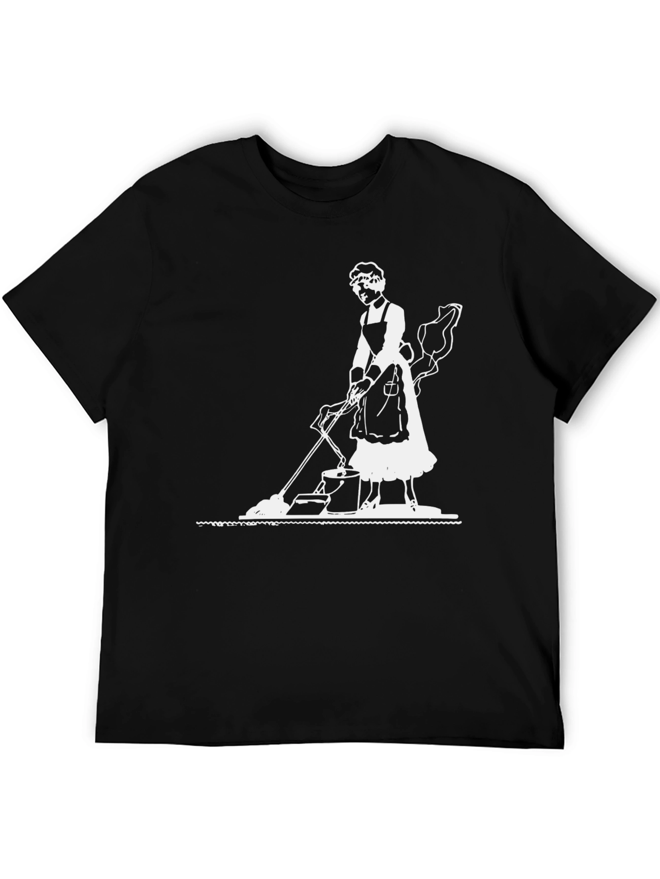 Maid Cleaning Black Graphic Tee Shirt