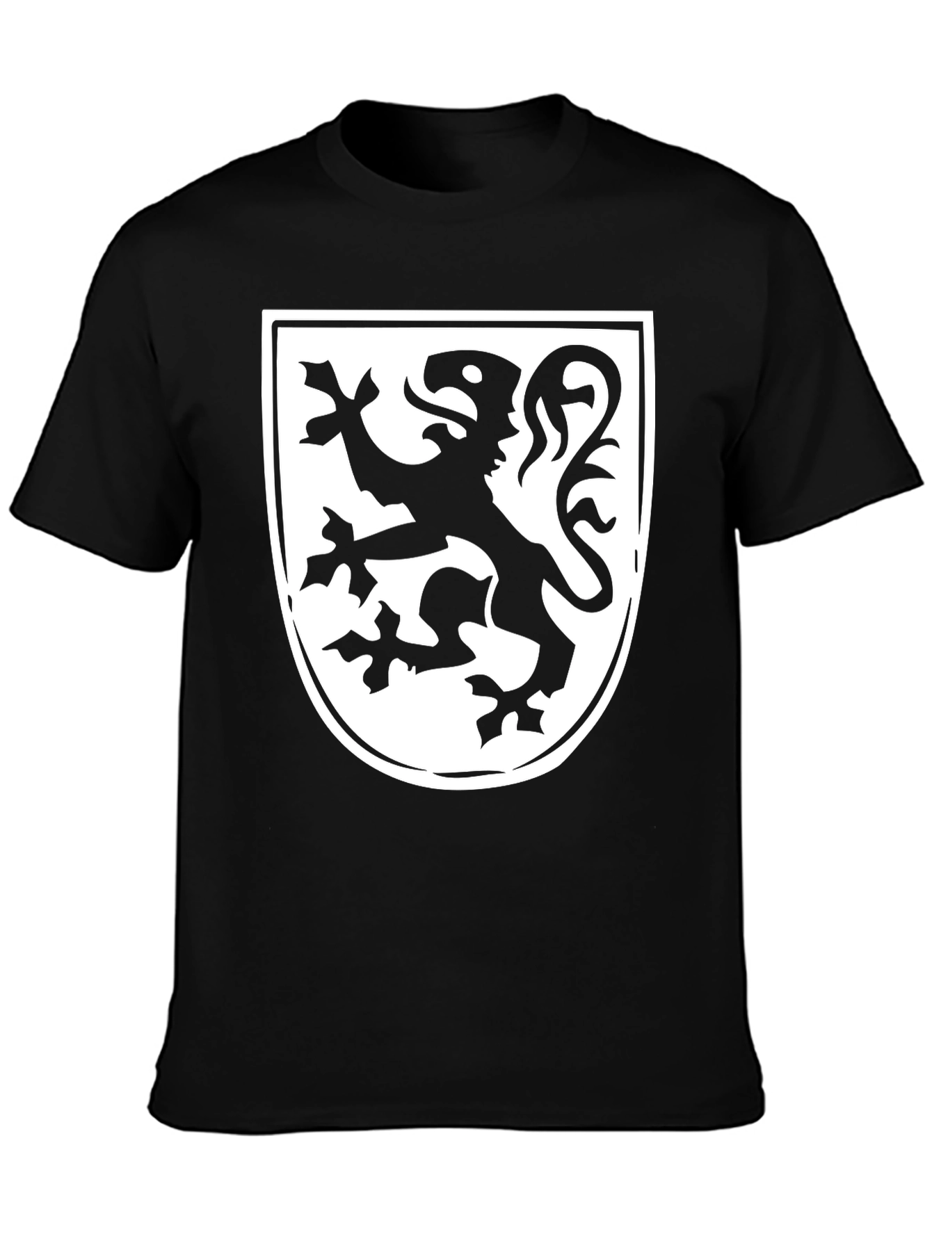 Black T-Shirt with Heraldic Lion Shield