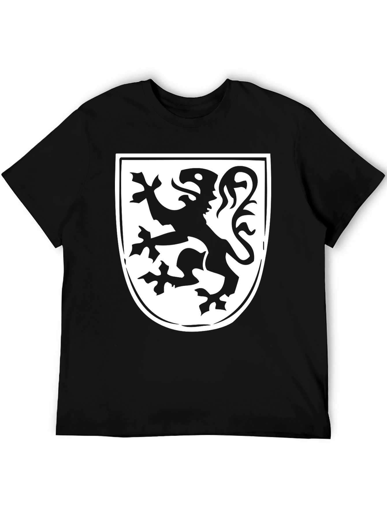 Black T-Shirt with Heraldic Lion Shield