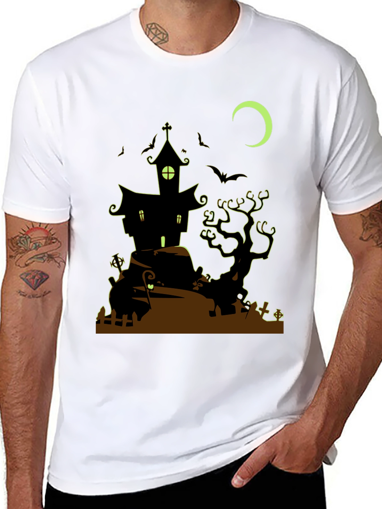 Spooky Halloween House Graphic Tee