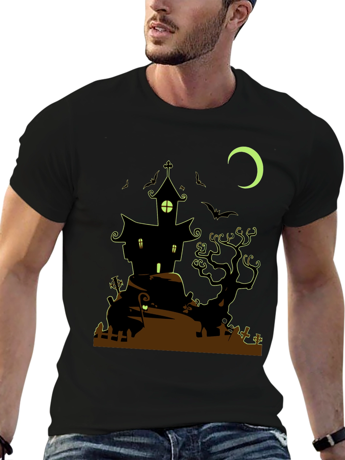 Spooky Halloween House Graphic Tee