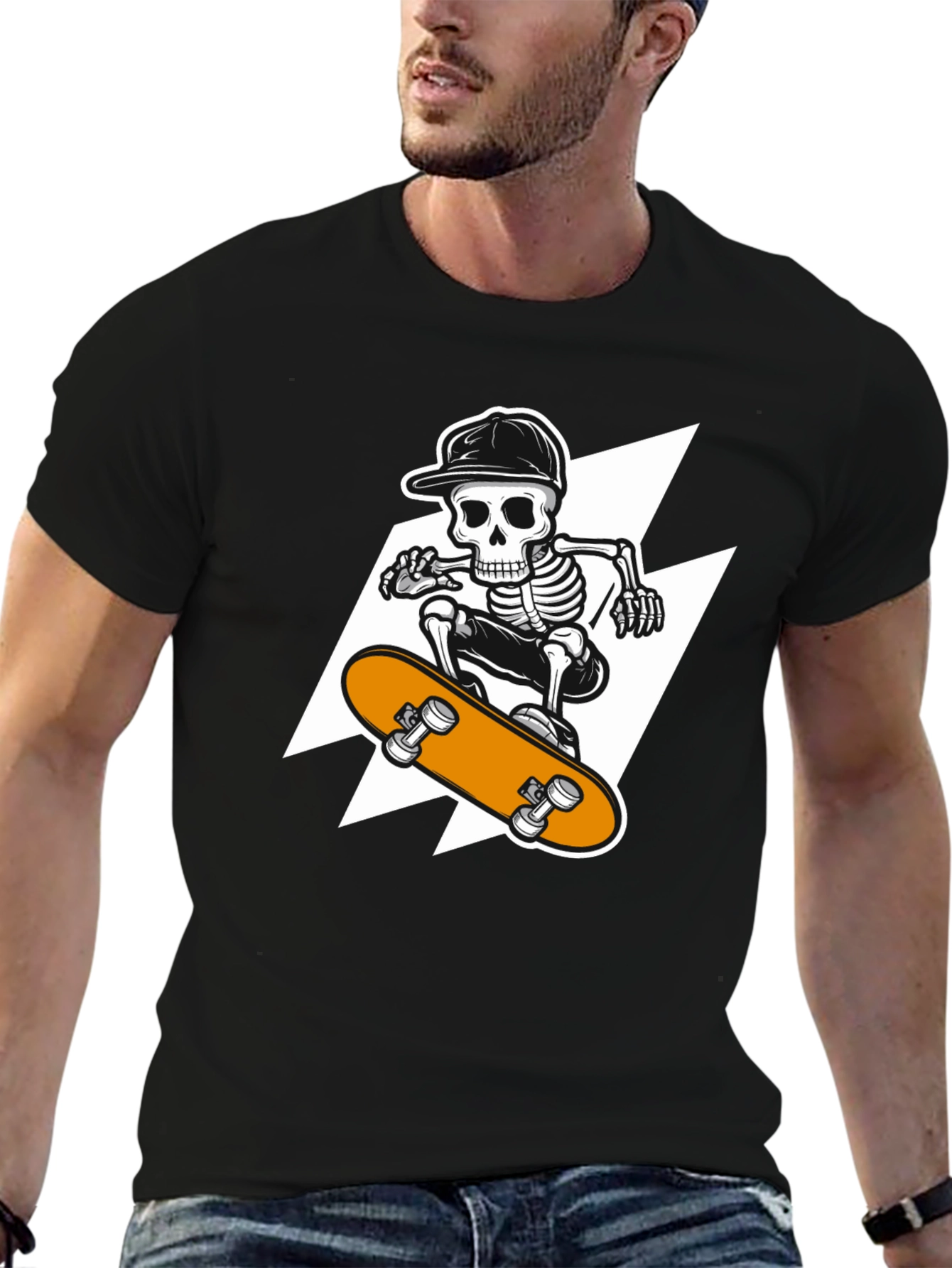 Skeleton Skateboard T-Shirt - Cool Graphic Tee