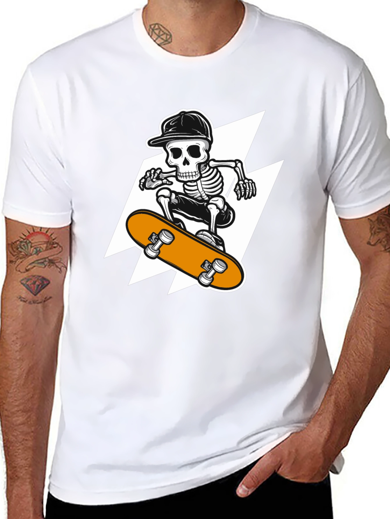 Skeleton Skateboard T-Shirt - Cool Graphic Tee