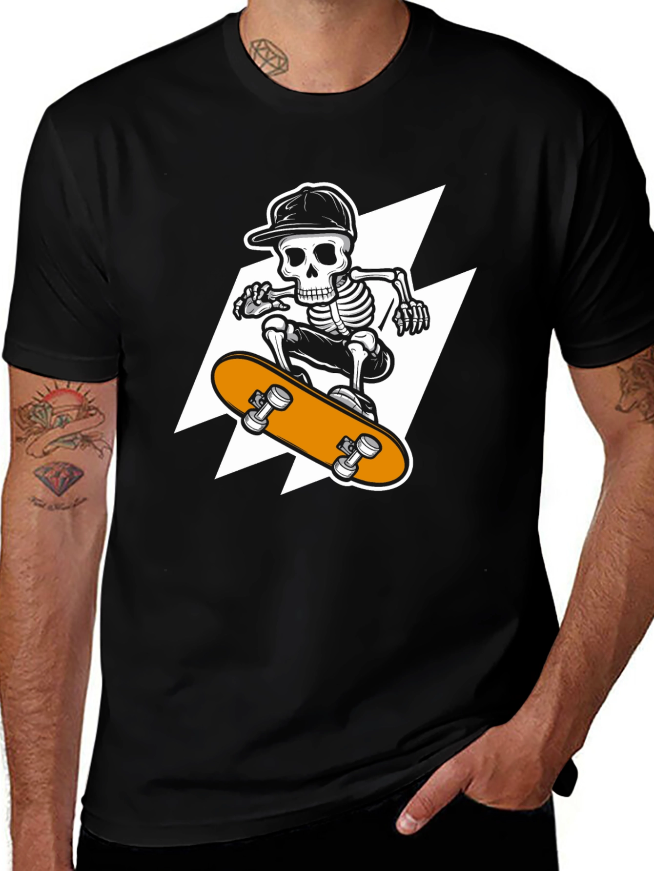Skeleton Skateboard T-Shirt - Cool Graphic Tee