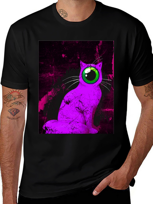 Eye Cat Graphic Tee - Unique Artistic Design