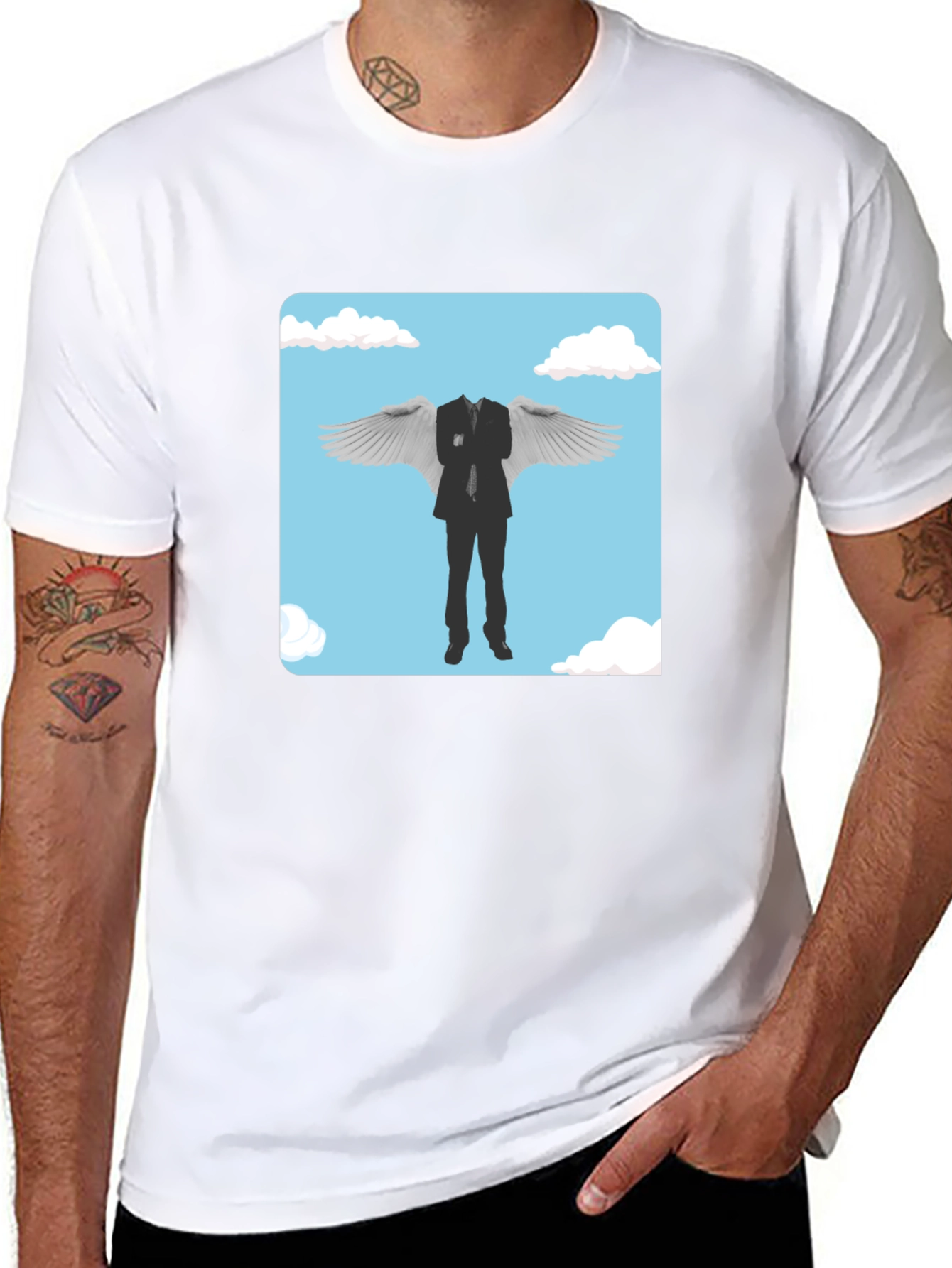 Whimsical Winged Suit Graphic Tee