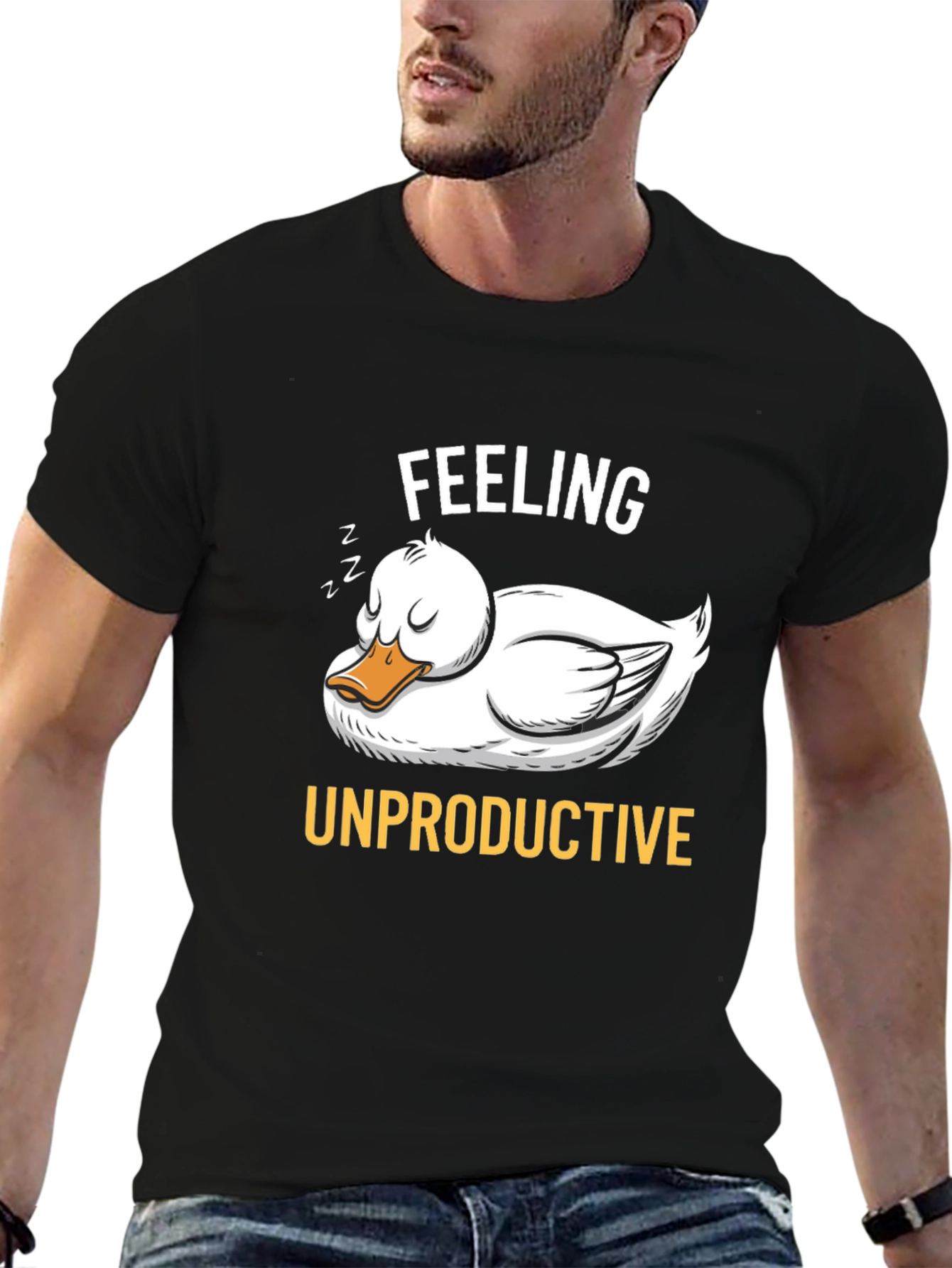 Feeling Unproductive Sleeping Duck Graphic T-Shirt