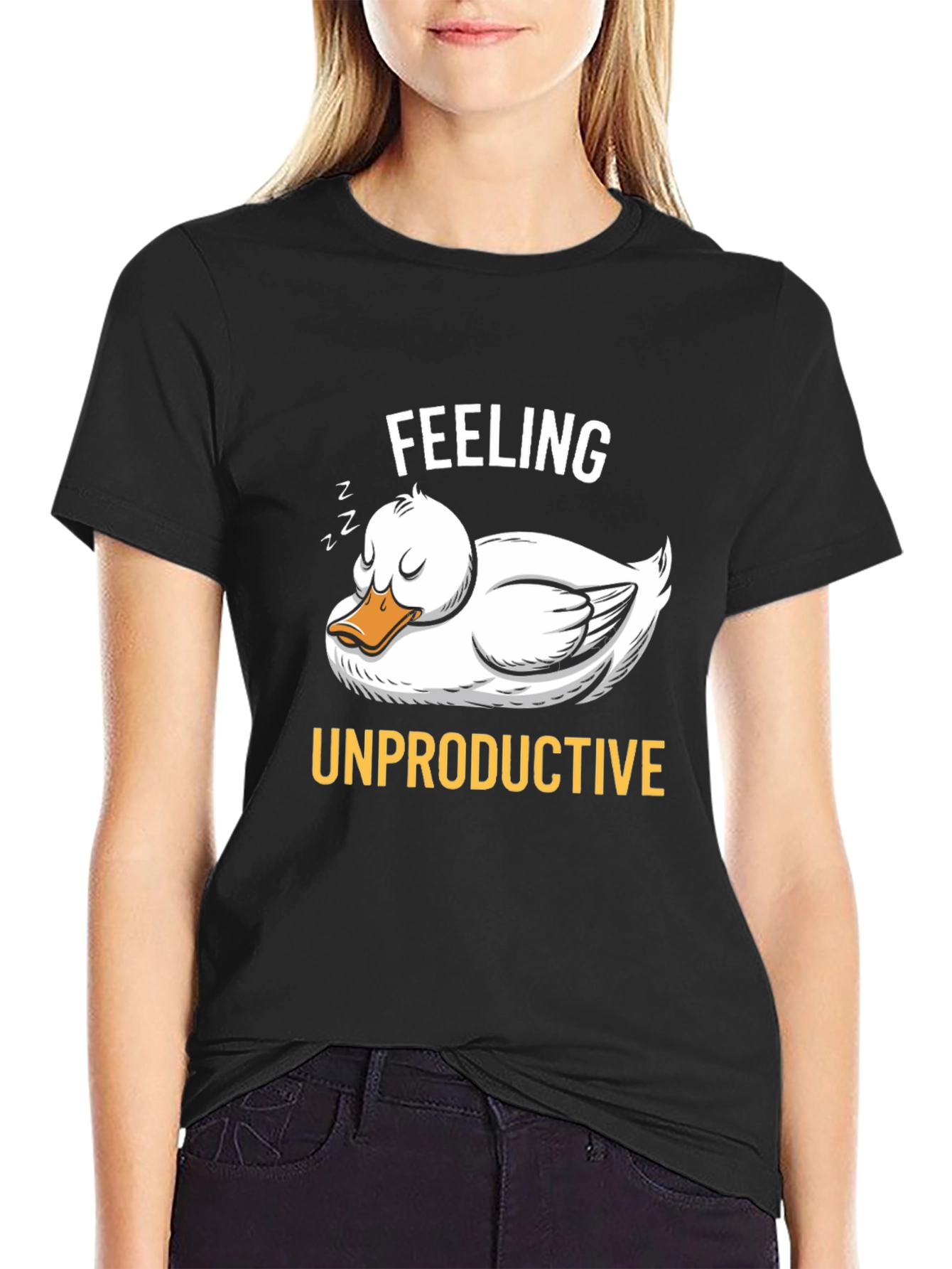 Feeling Unproductive Sleeping Duck Graphic T-Shirt