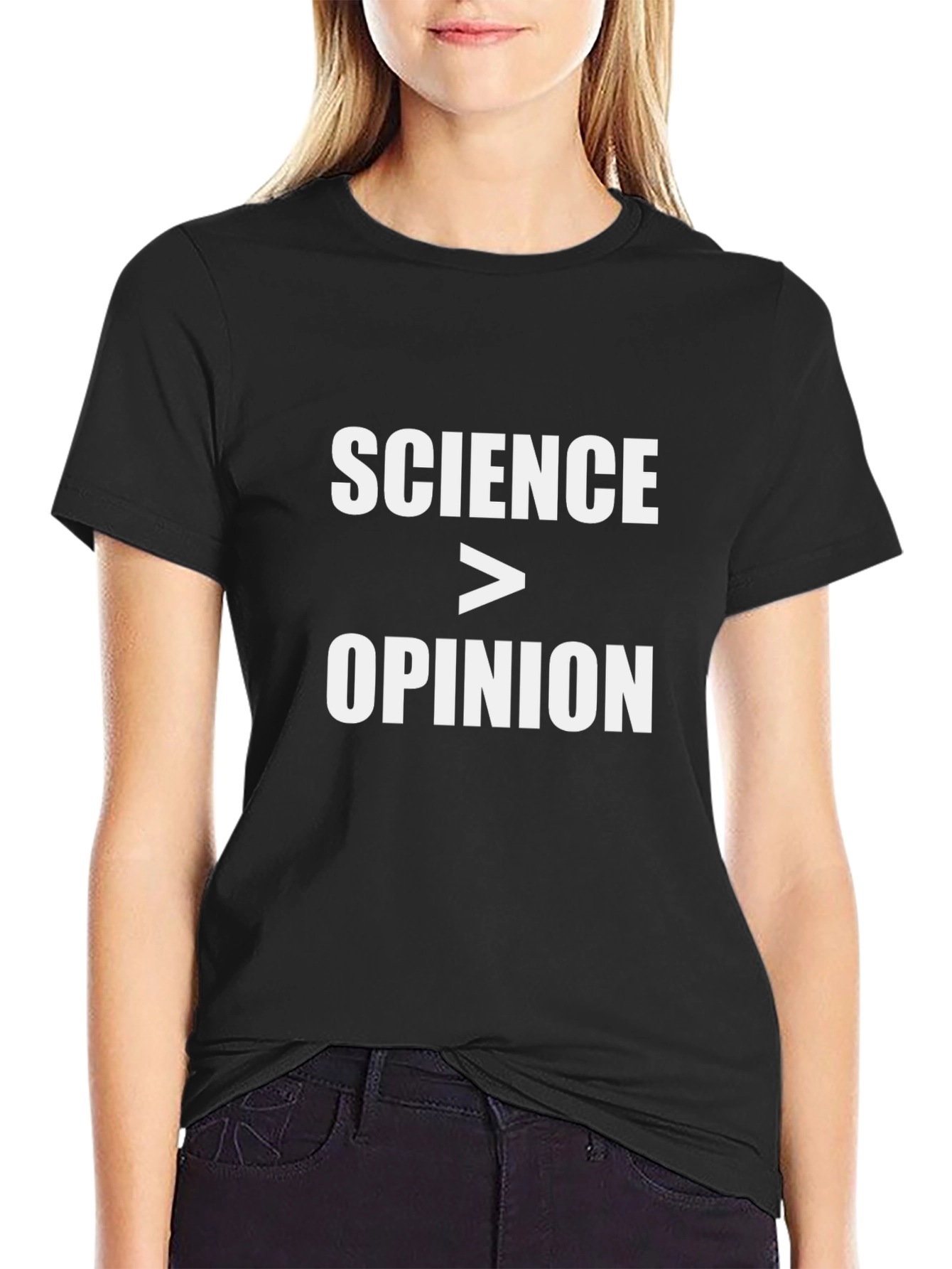 Science Over Opinion Black Graphic T-Shirt