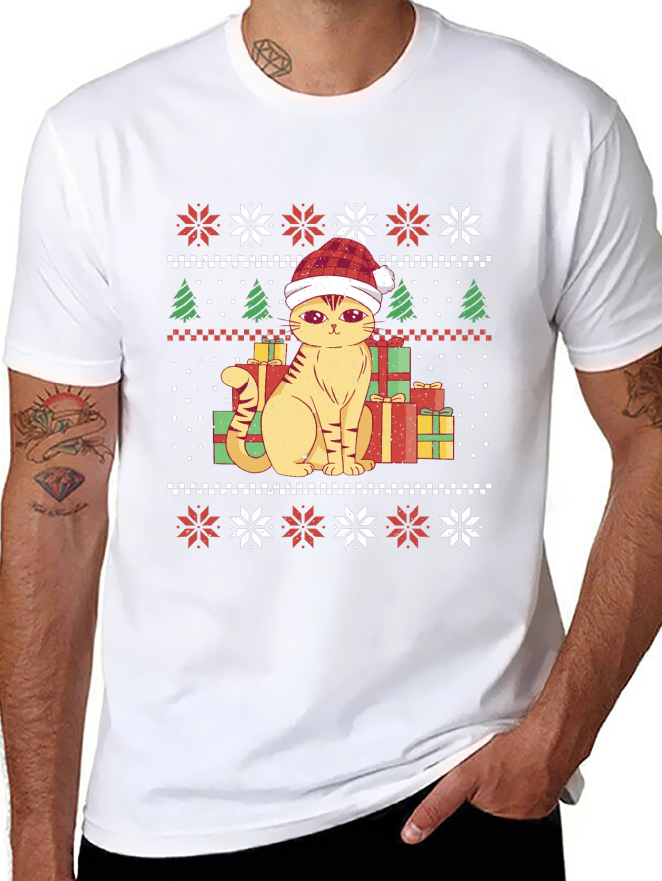 Festive Cat Christmas T-Shirt