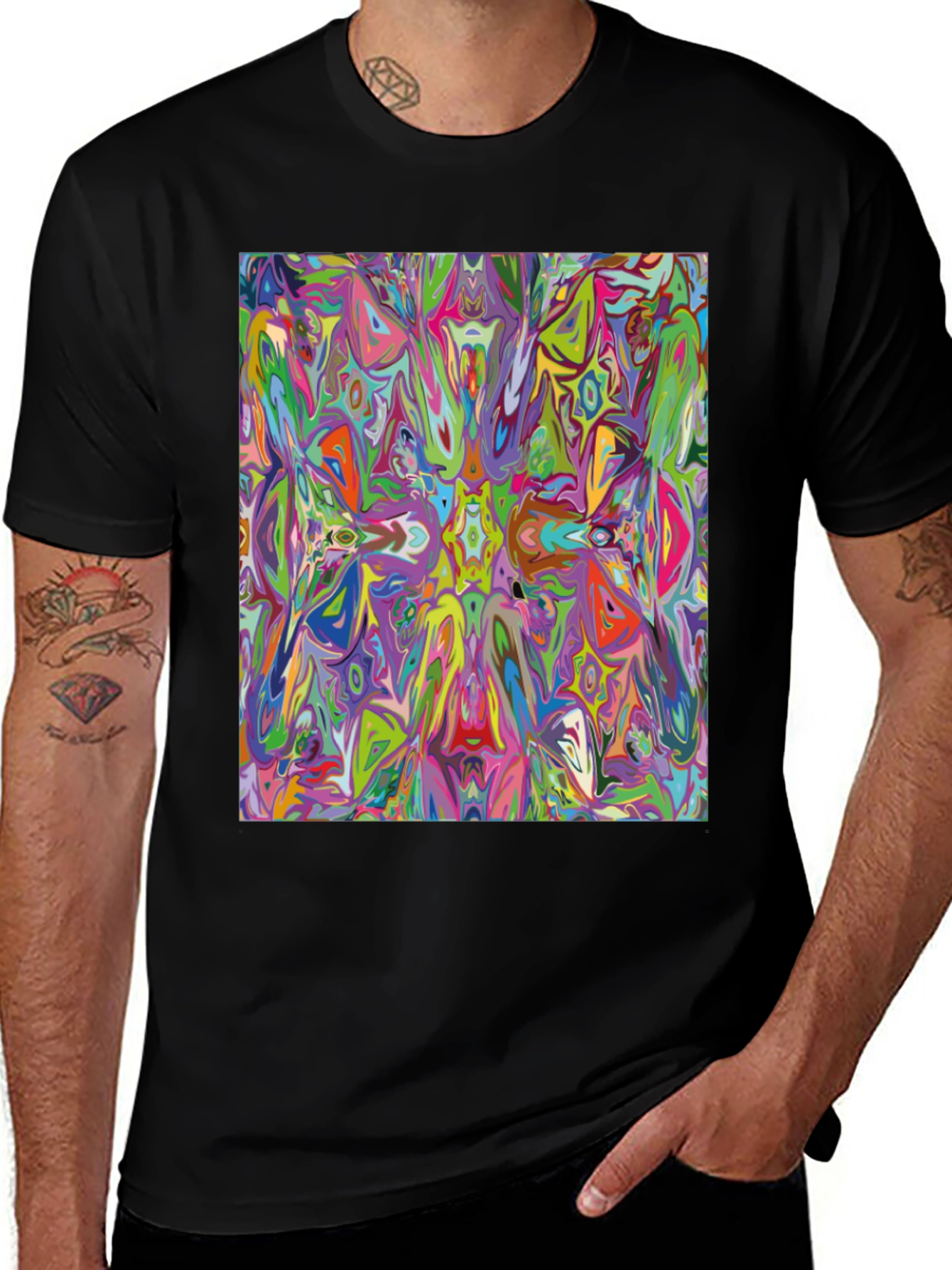 Psychedelic Art Graphic Black T-Shirt